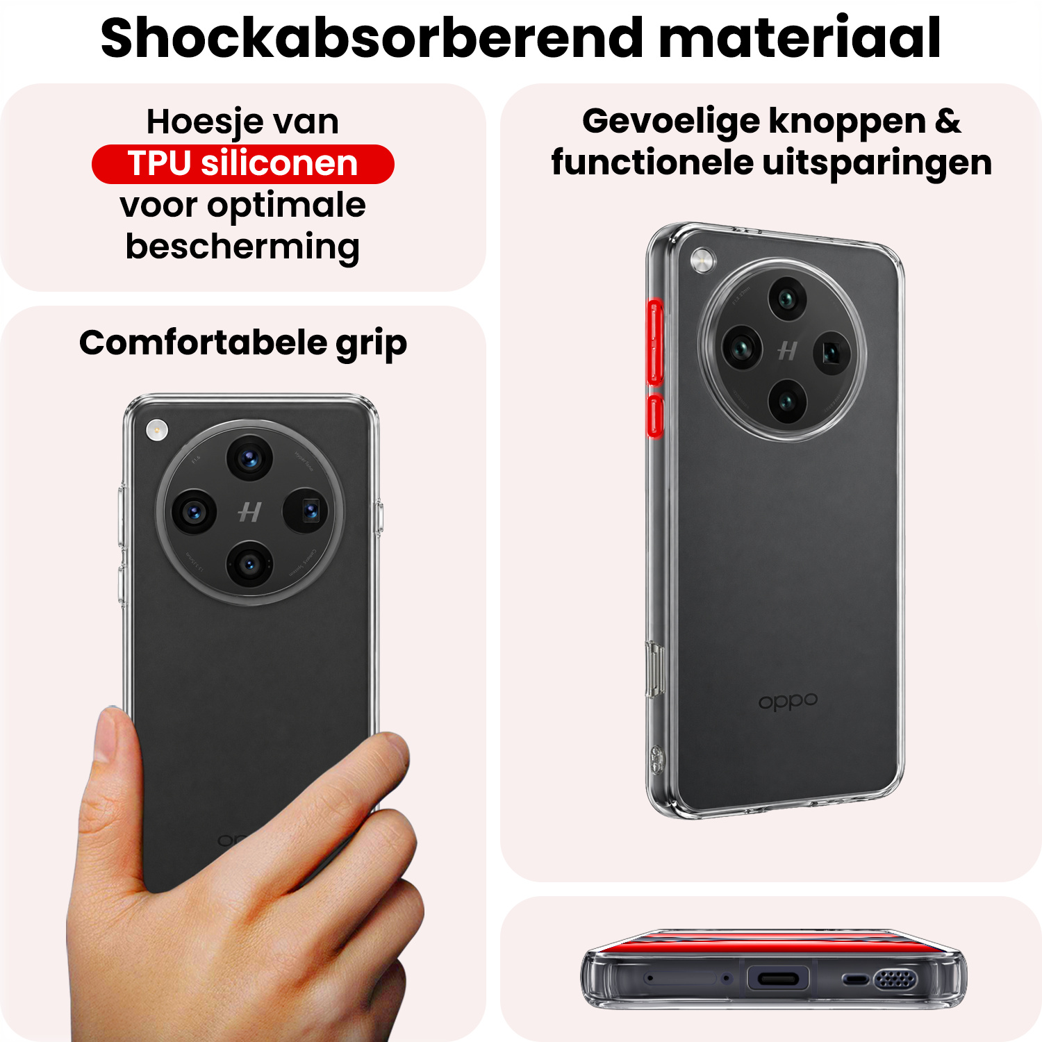 NoXx NoXx OPPO Find X8 Pro Hoesje Siliconen - Transparant - 2 PACK