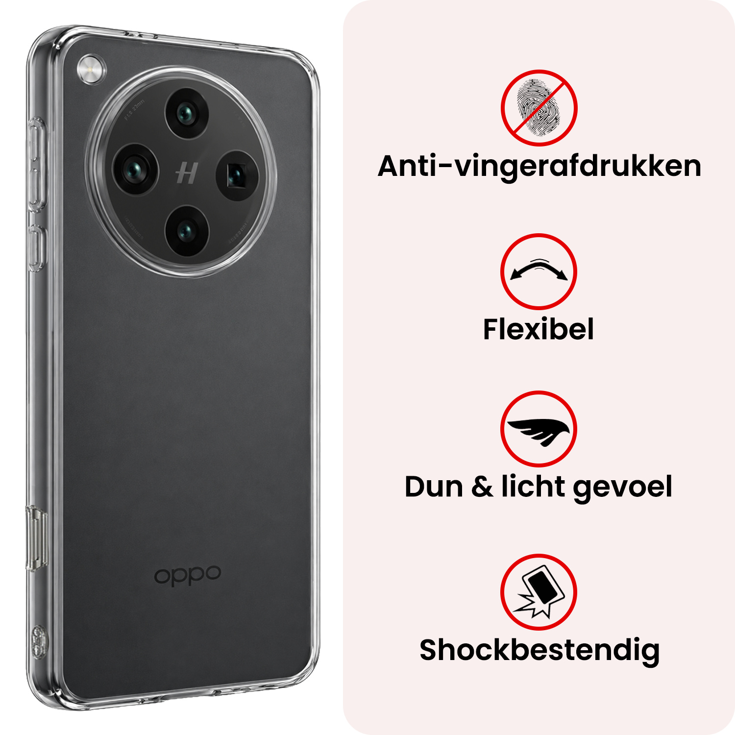 NoXx NoXx OPPO Find X8 Pro Hoesje Siliconen Met 2x Screenprotector - Transparant