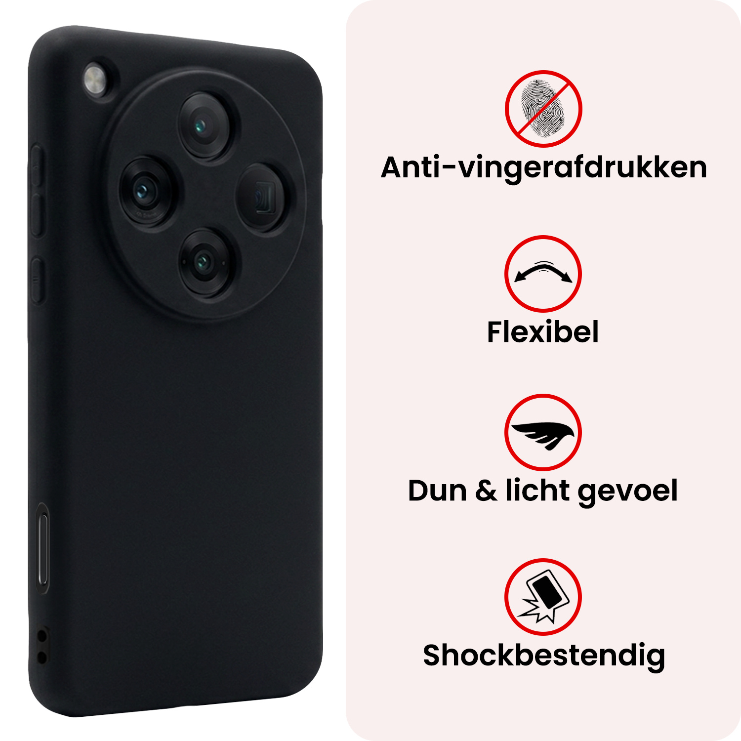 NoXx NoXx OPPO Find X8 Pro Hoesje Siliconen Met Screenprotector - Zwart