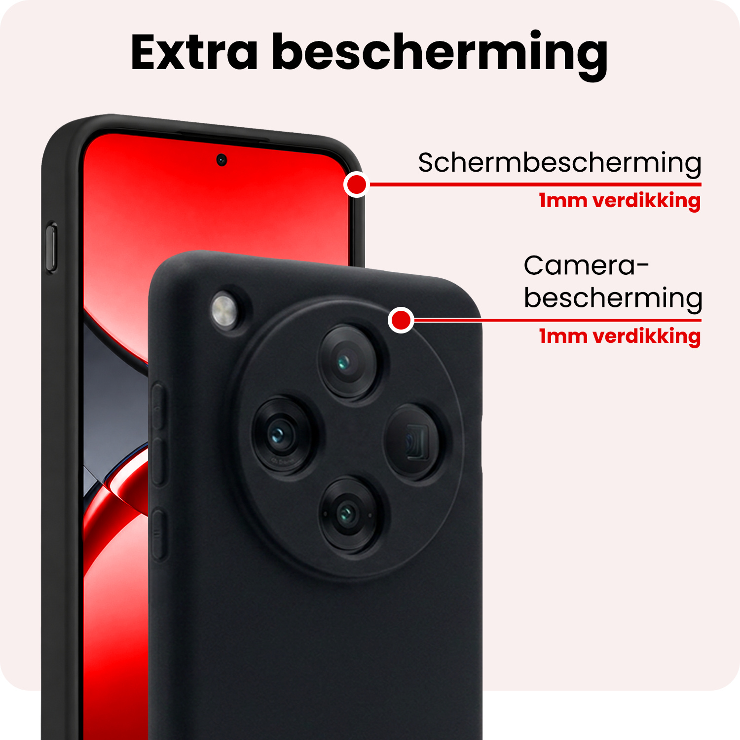 NoXx NoXx OPPO Find X8 Pro Hoesje Siliconen Met Screenprotector - Zwart