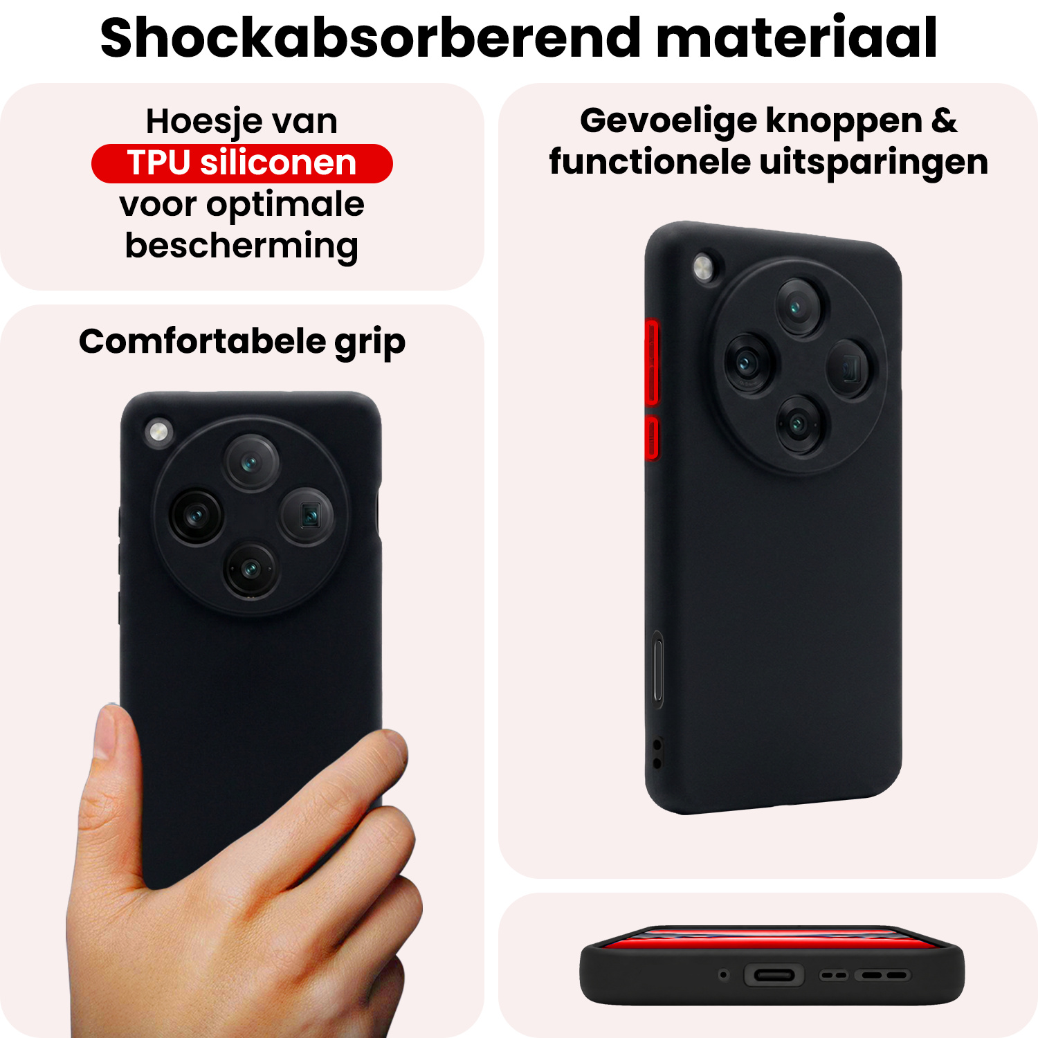 NoXx NoXx OPPO Find X8 Pro Hoesje Siliconen Met Screenprotector - Zwart