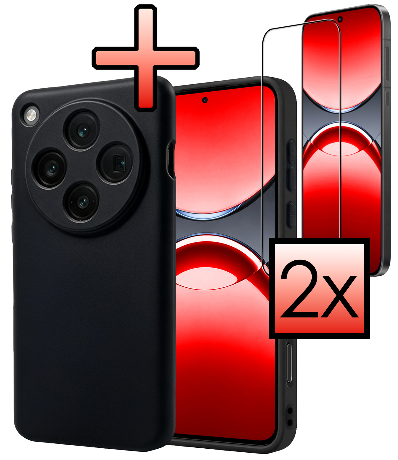 NoXx NoXx OPPO Find X8 Pro Hoesje Siliconen Met 2x Screenprotector - Zwart