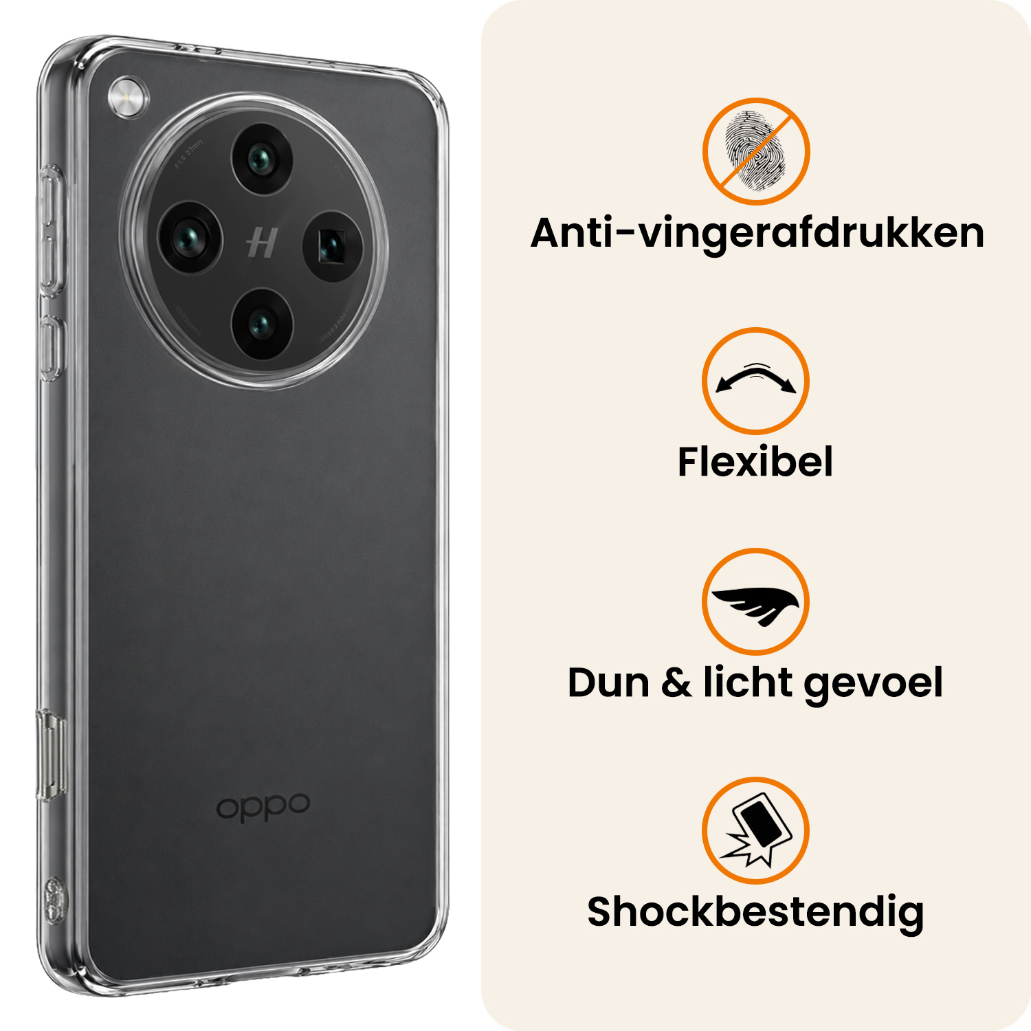 Nomfy Nomfy OPPO Find X8 Pro Hoesje Siliconen Met 2x Screenprotector - Transparant