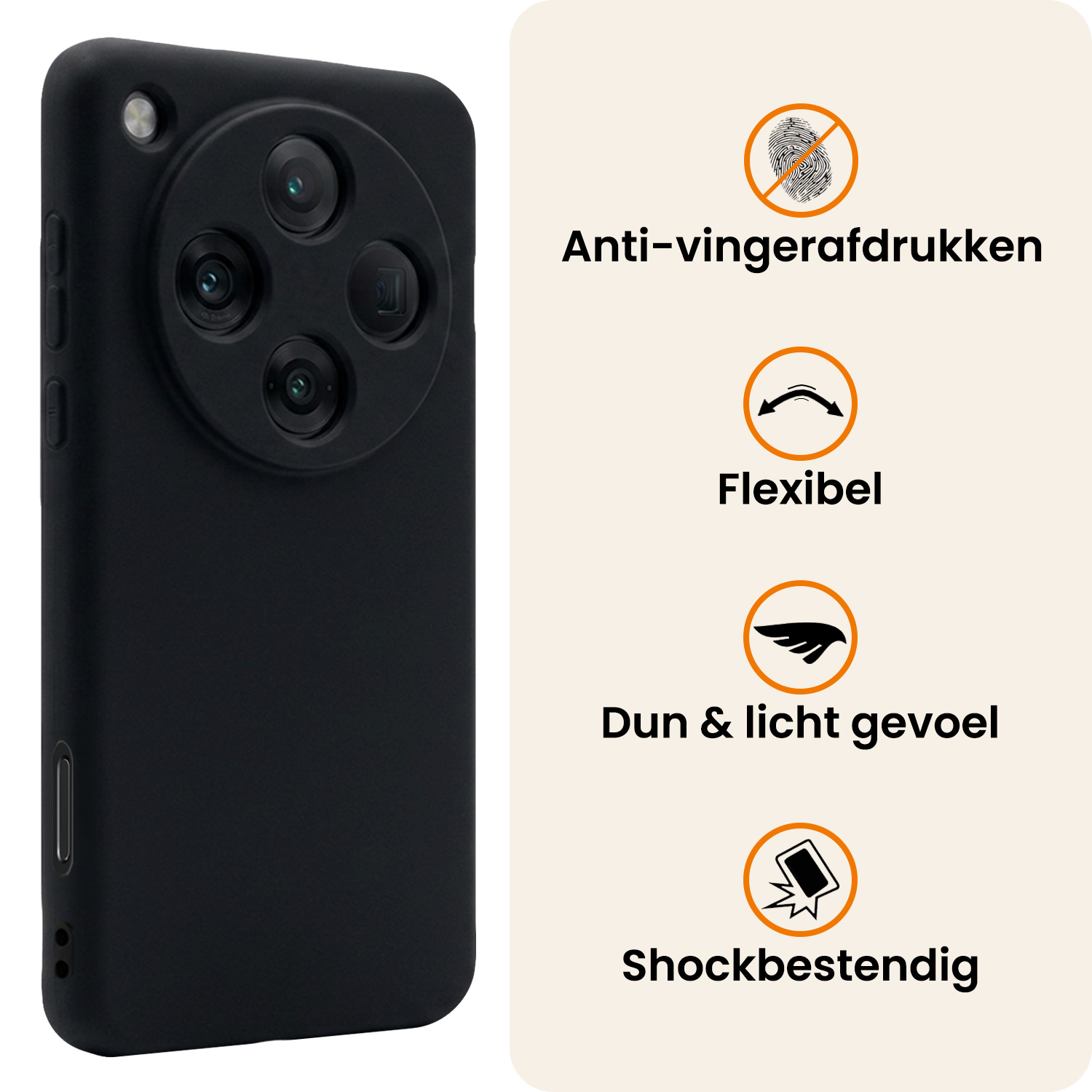 Nomfy Nomfy OPPO Find X8 Pro Hoesje Siliconen Met Screenprotector - Zwart