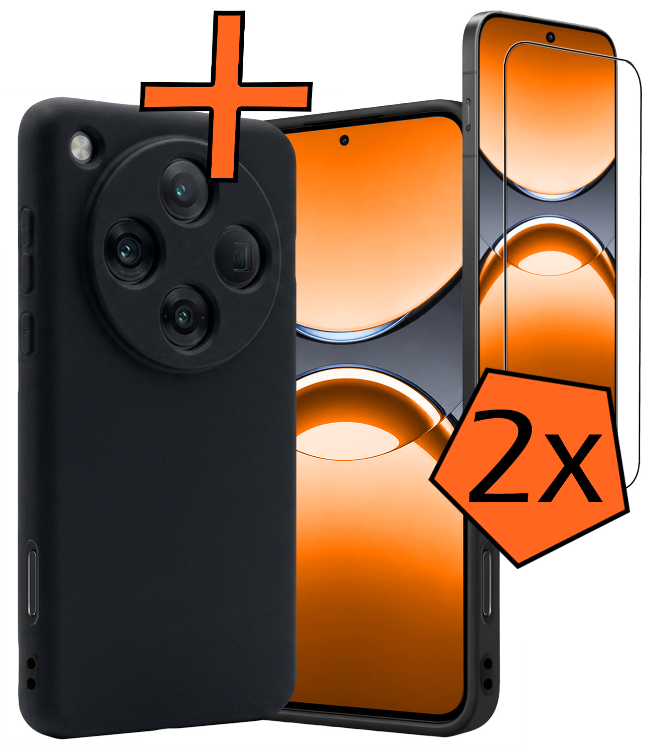 Nomfy Nomfy OPPO Find X8 Pro Hoesje Siliconen Met 2x Screenprotector - Zwart