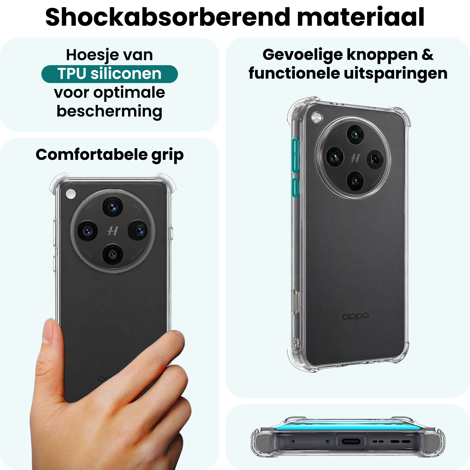 Forterra Forterra OPPO Find X8 Pro Hoesje Shockproof - Transparant - 2 PACK