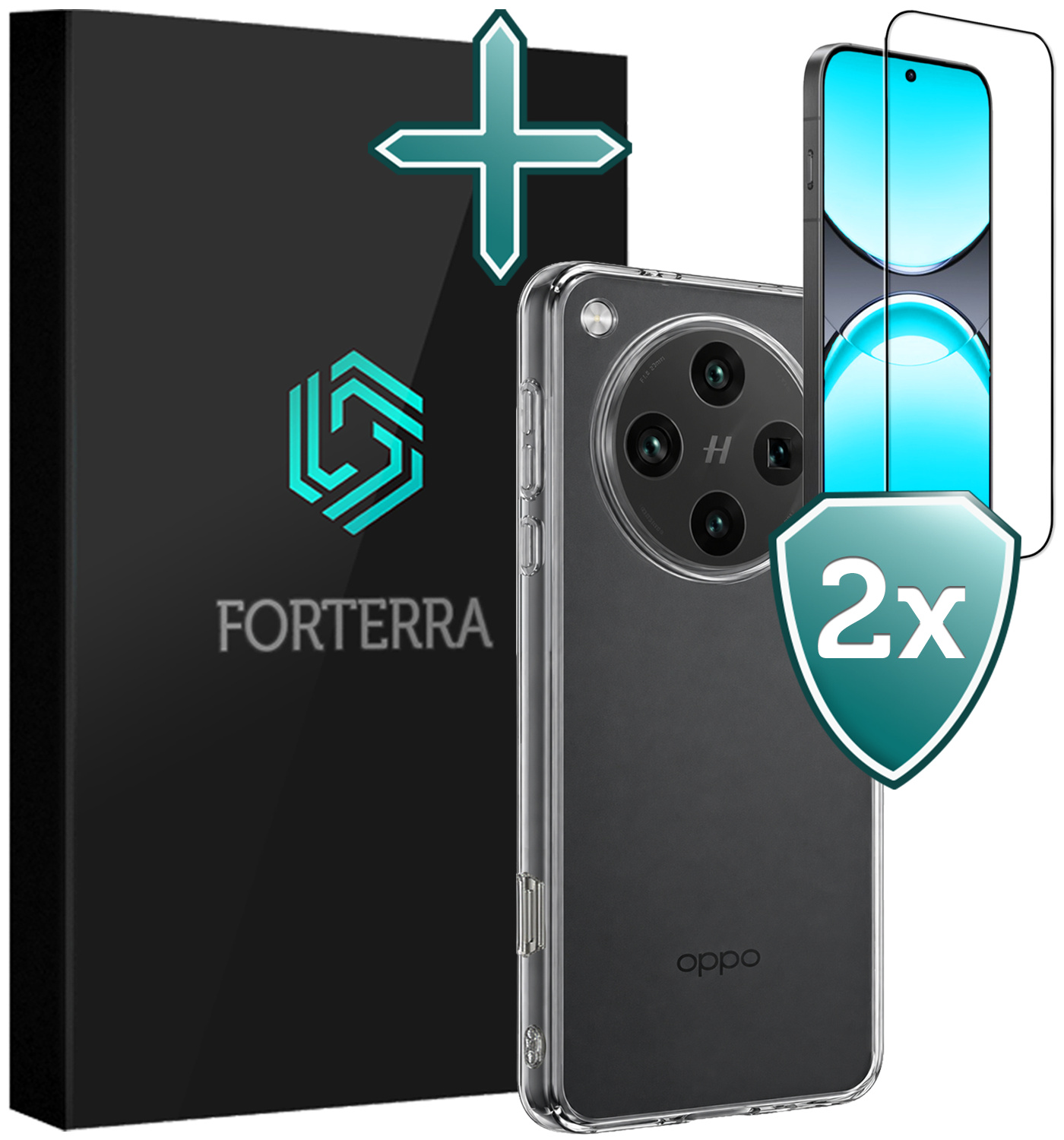 Forterra Forterra OPPO Find X8 Pro Hoesje Siliconen Met 2x Screenprotector - Transparant