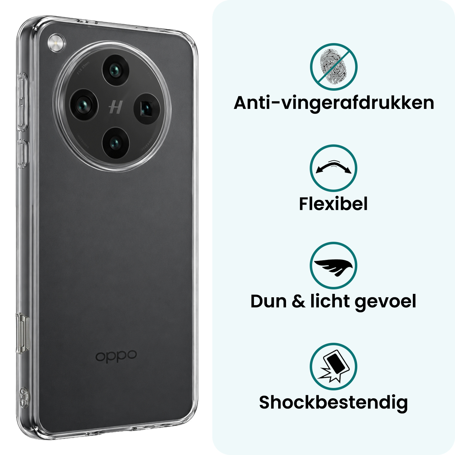 Forterra Forterra OPPO Find X8 Pro Hoesje Siliconen Met 2x Screenprotector - Transparant