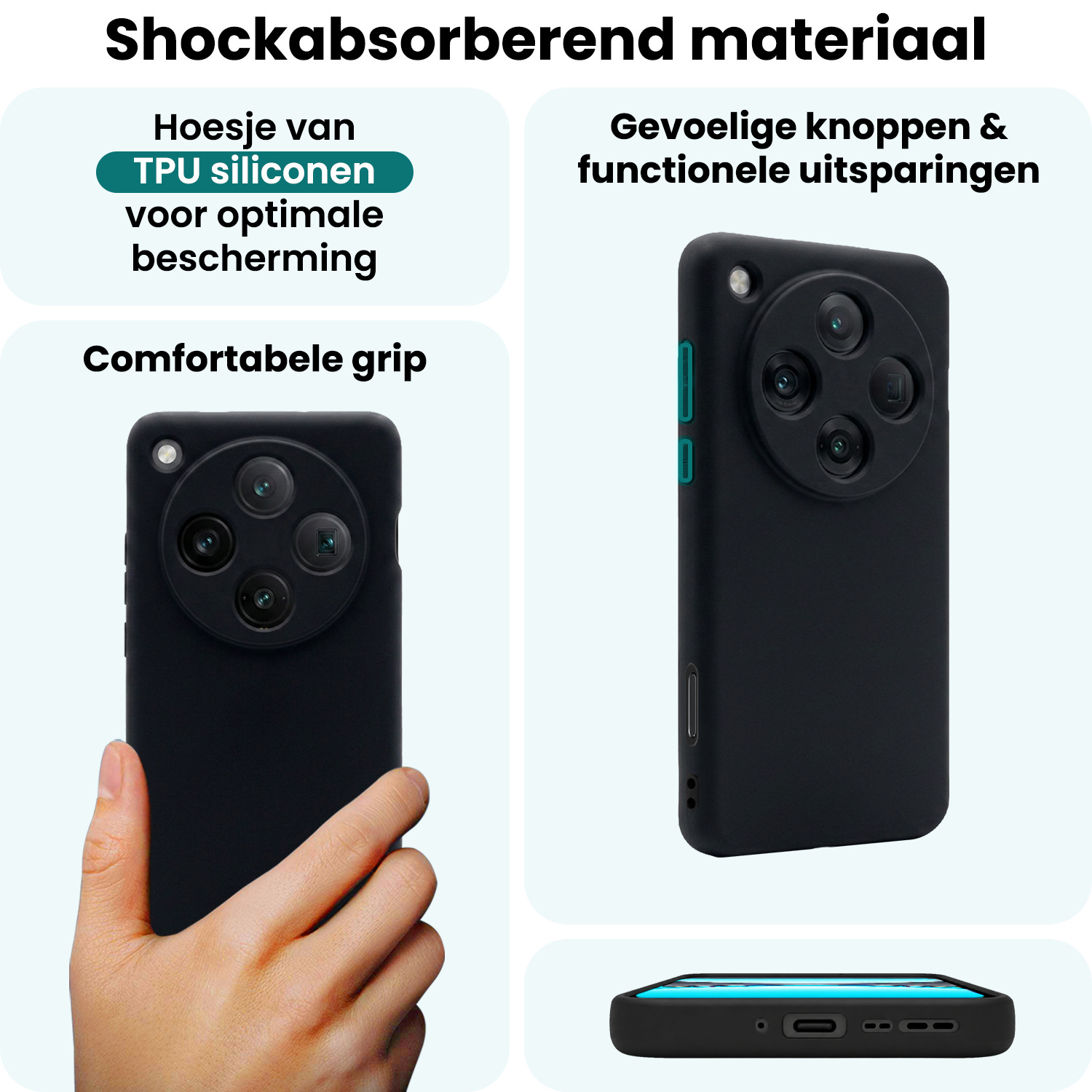 Forterra Forterra OPPO Find X8 Pro Hoesje Siliconen - Zwart - 2 PACK