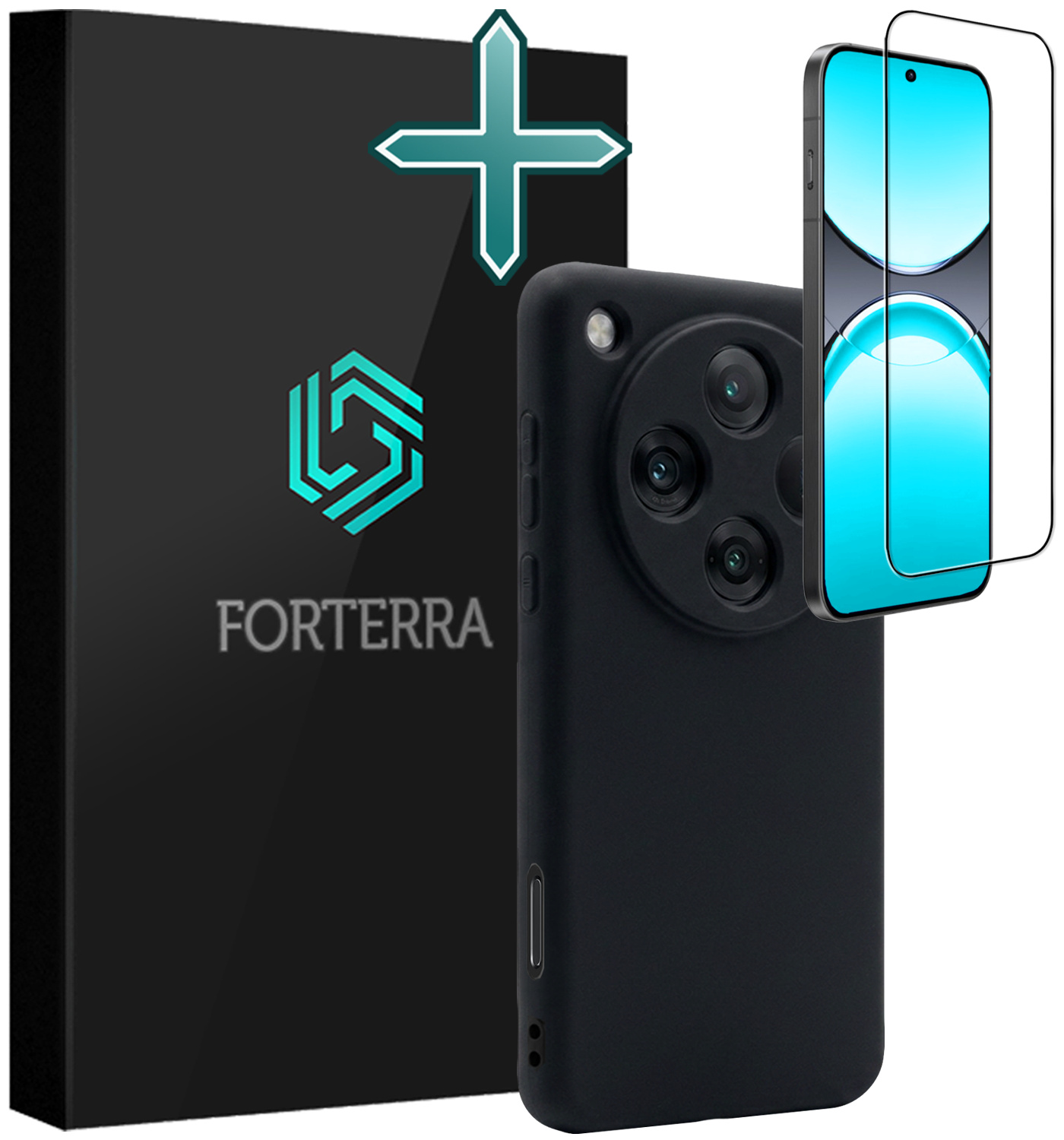 Forterra Forterra OPPO Find X8 Pro Hoesje Siliconen Met Screenprotector - Zwart