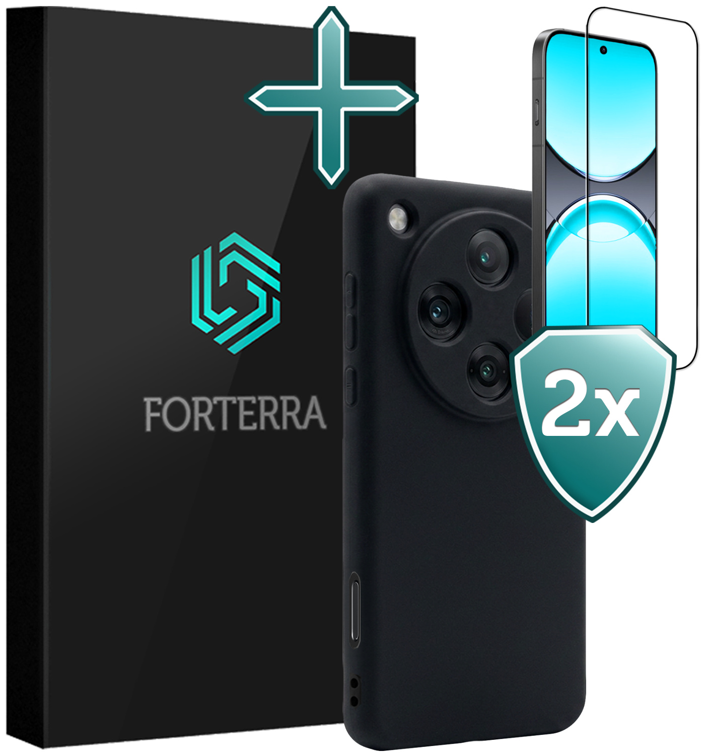 Forterra Forterra OPPO Find X8 Pro Hoesje Siliconen Met 2x Screenprotector - Zwart