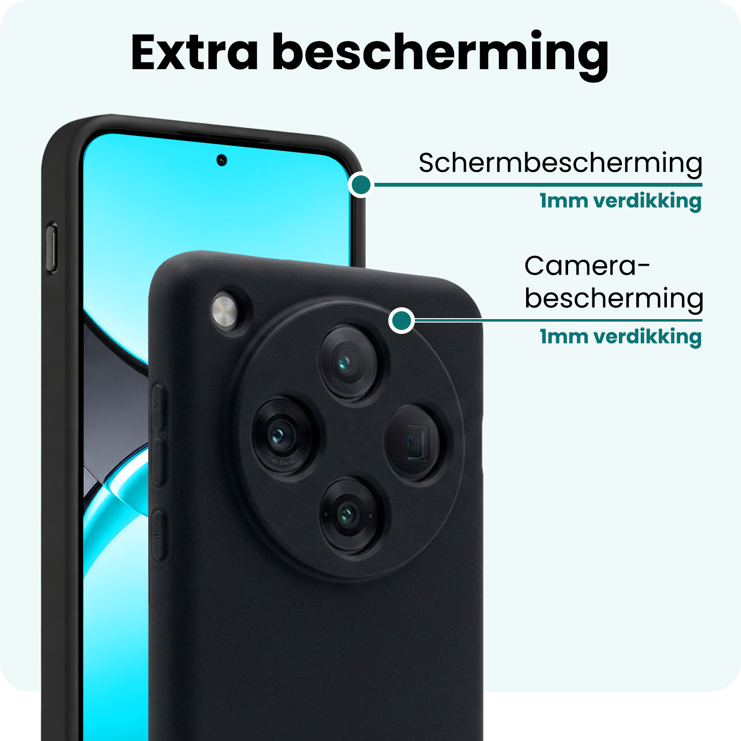 Forterra Forterra OPPO Find X8 Pro Hoesje Siliconen Met 2x Screenprotector - Zwart