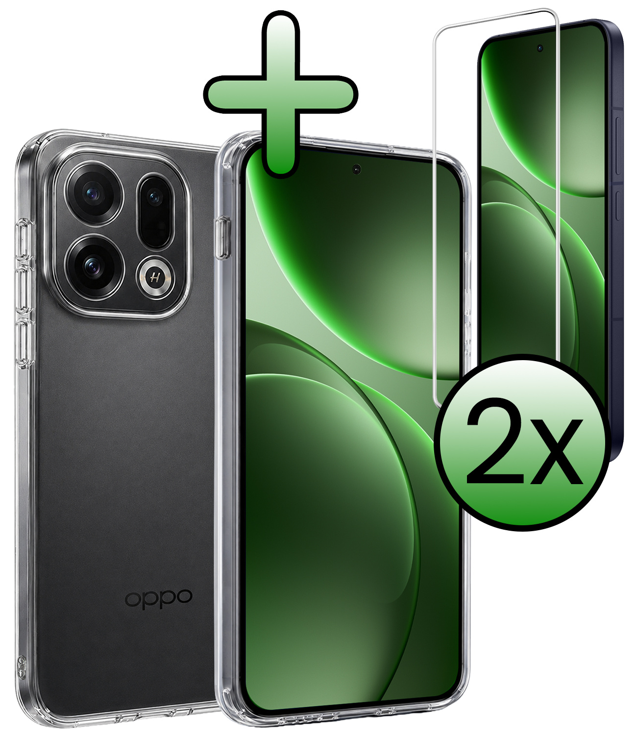 BASEY. BASEY. OPPO Find X9 Hoesje Siliconen Met 2x Screenprotector - Transparant