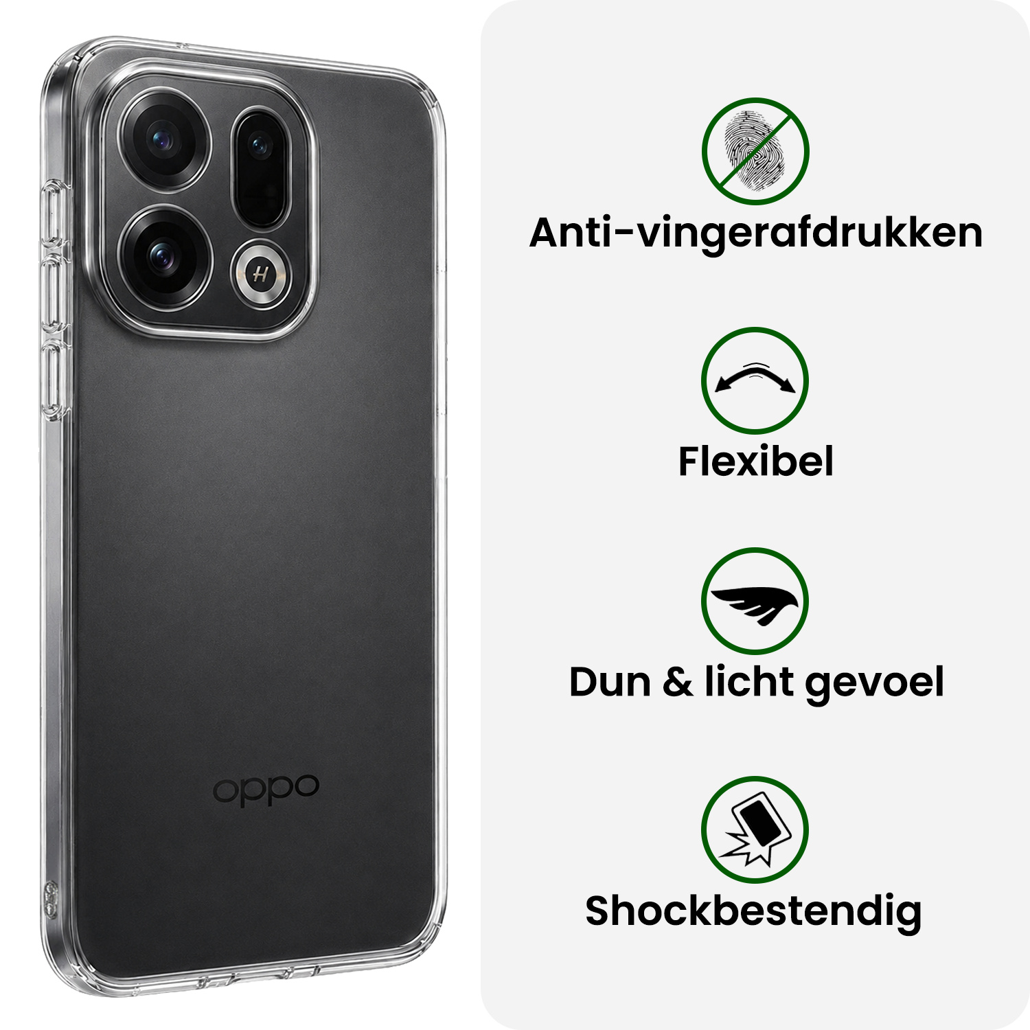 BASEY. BASEY. OPPO Find X9 Hoesje Siliconen Met 2x Screenprotector - Transparant