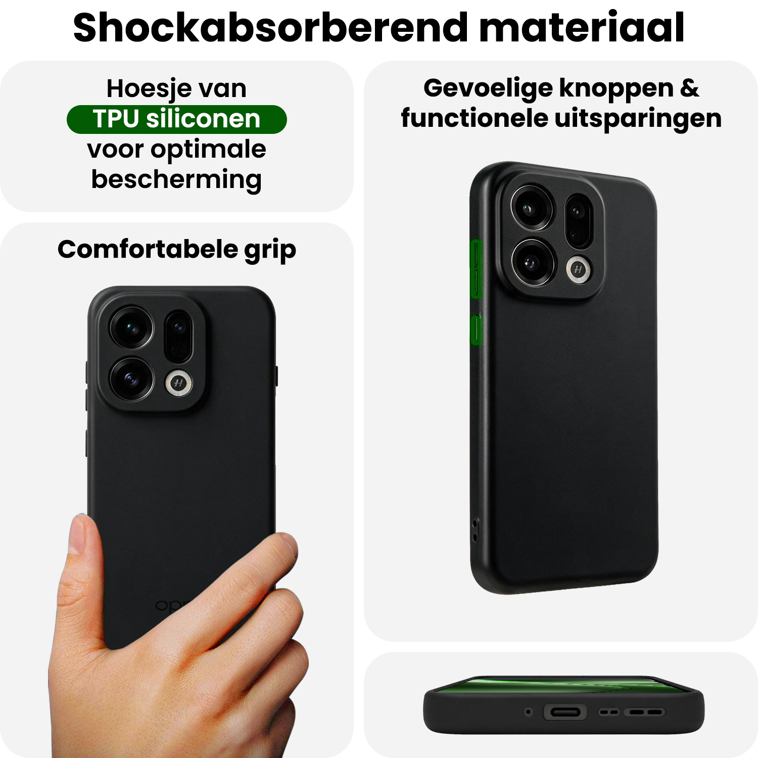 BASEY. BASEY. OPPO Find X9 Hoesje Siliconen Met Screenprotector - Zwart