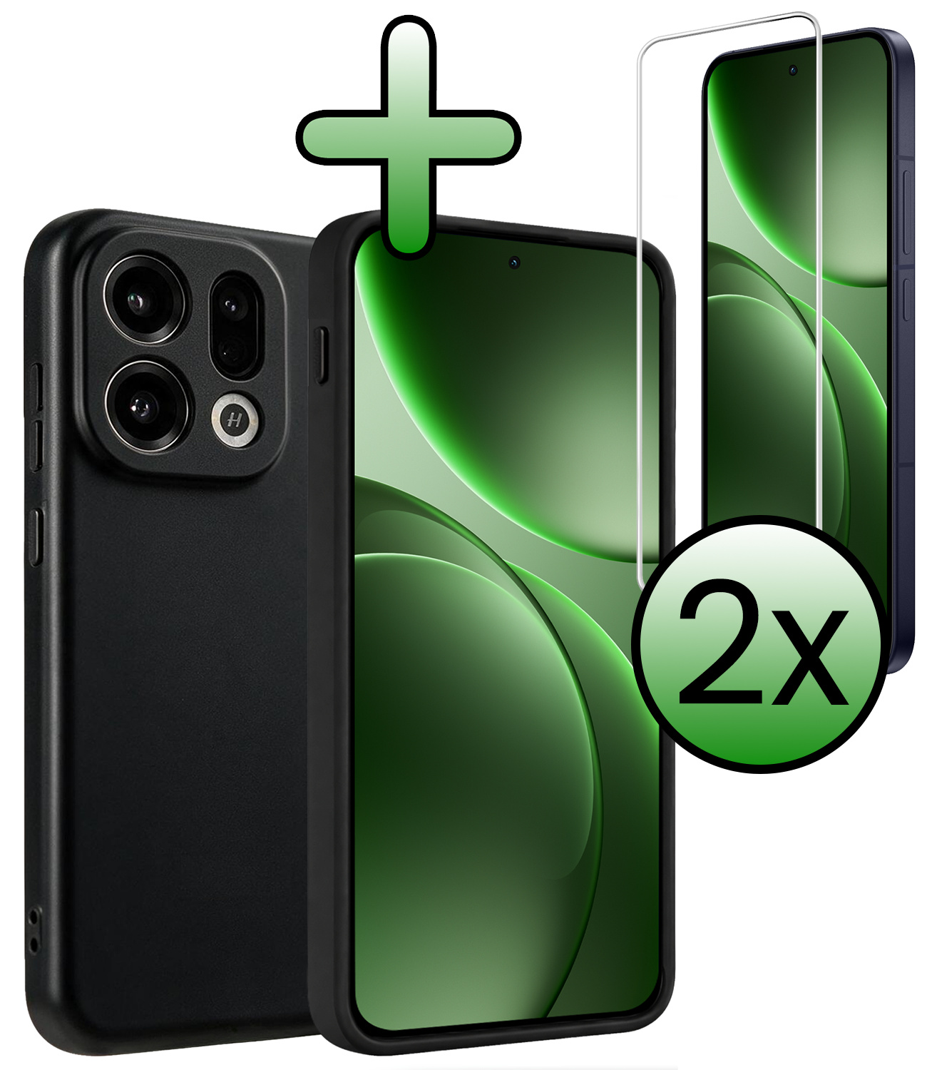 BASEY. BASEY. OPPO Find X9 Hoesje Siliconen Met 2x Screenprotector - Zwart