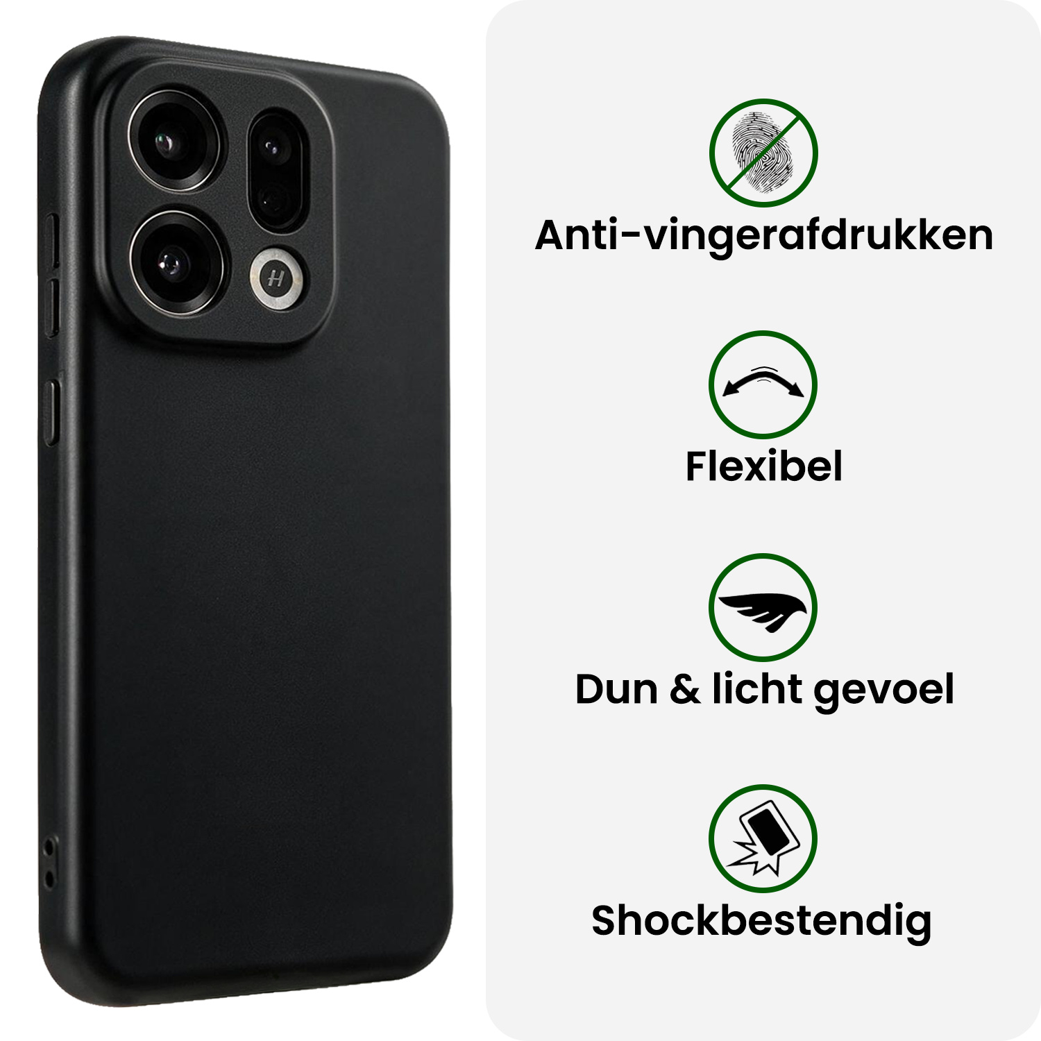 BASEY. BASEY. OPPO Find X9 Hoesje Siliconen Met 2x Screenprotector - Zwart