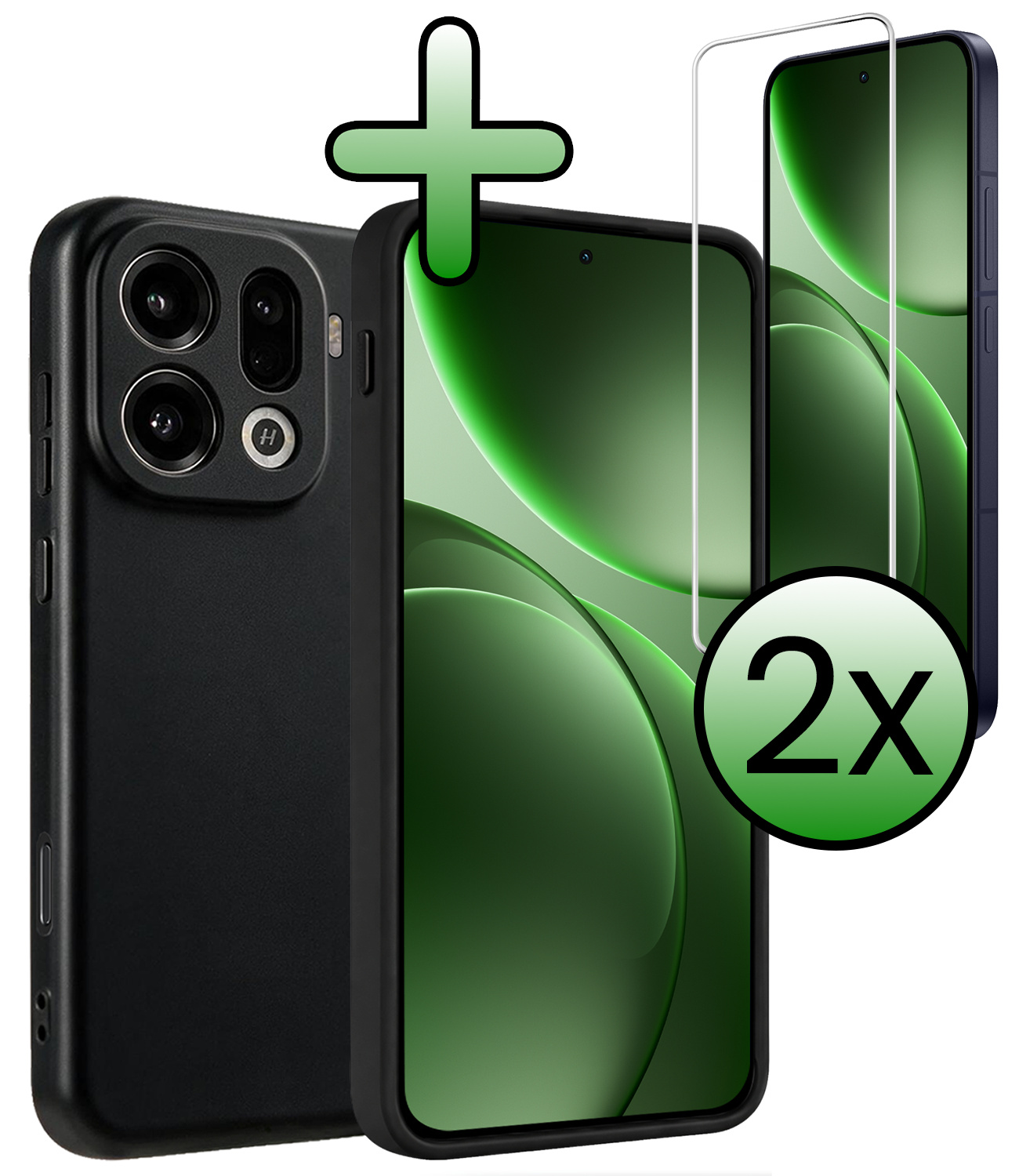 BASEY. BASEY. OPPO Find X9 Pro Hoesje Siliconen Met 2x Screenprotector - Zwart