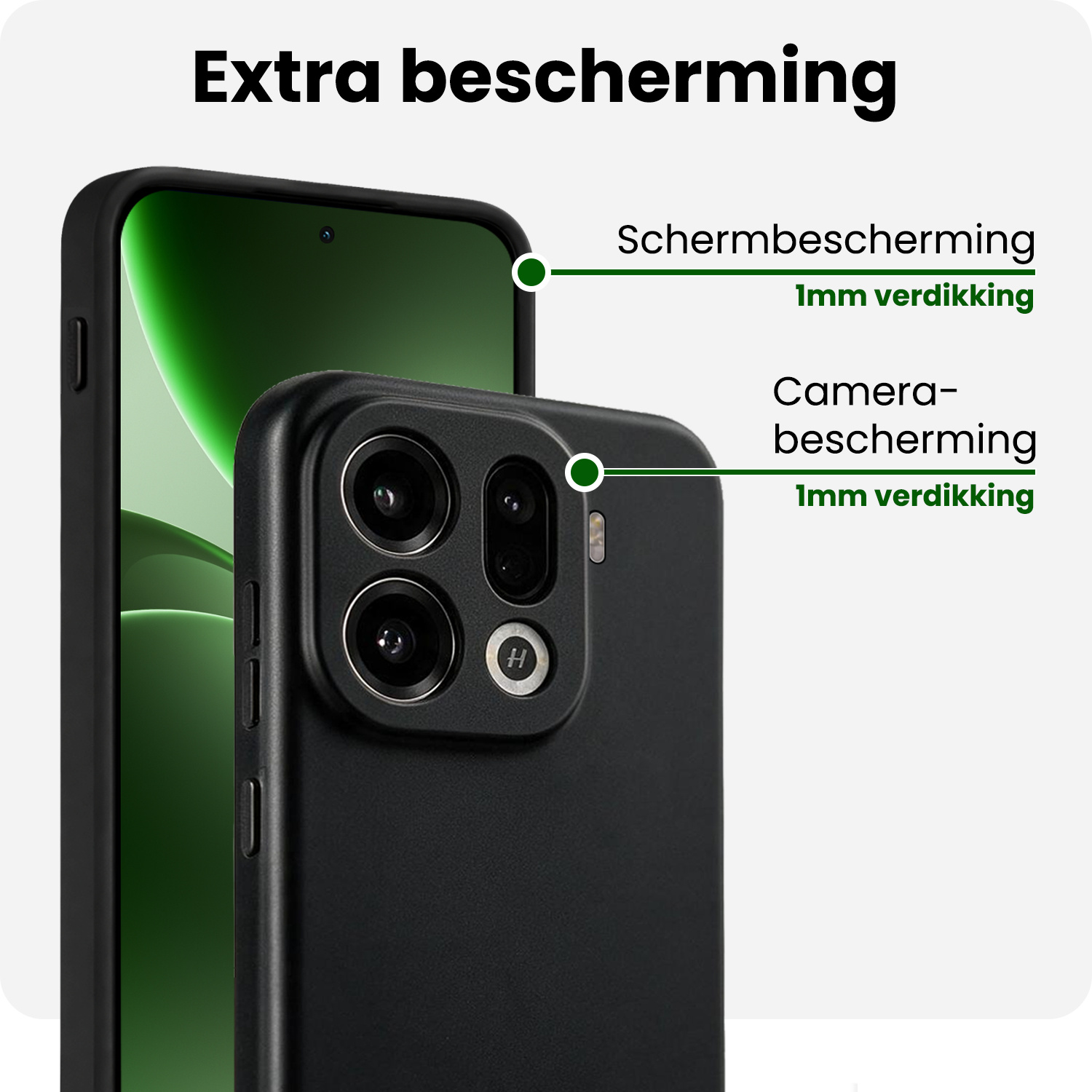 BASEY. BASEY. OPPO Find X9 Pro Hoesje Siliconen Met 2x Screenprotector - Zwart