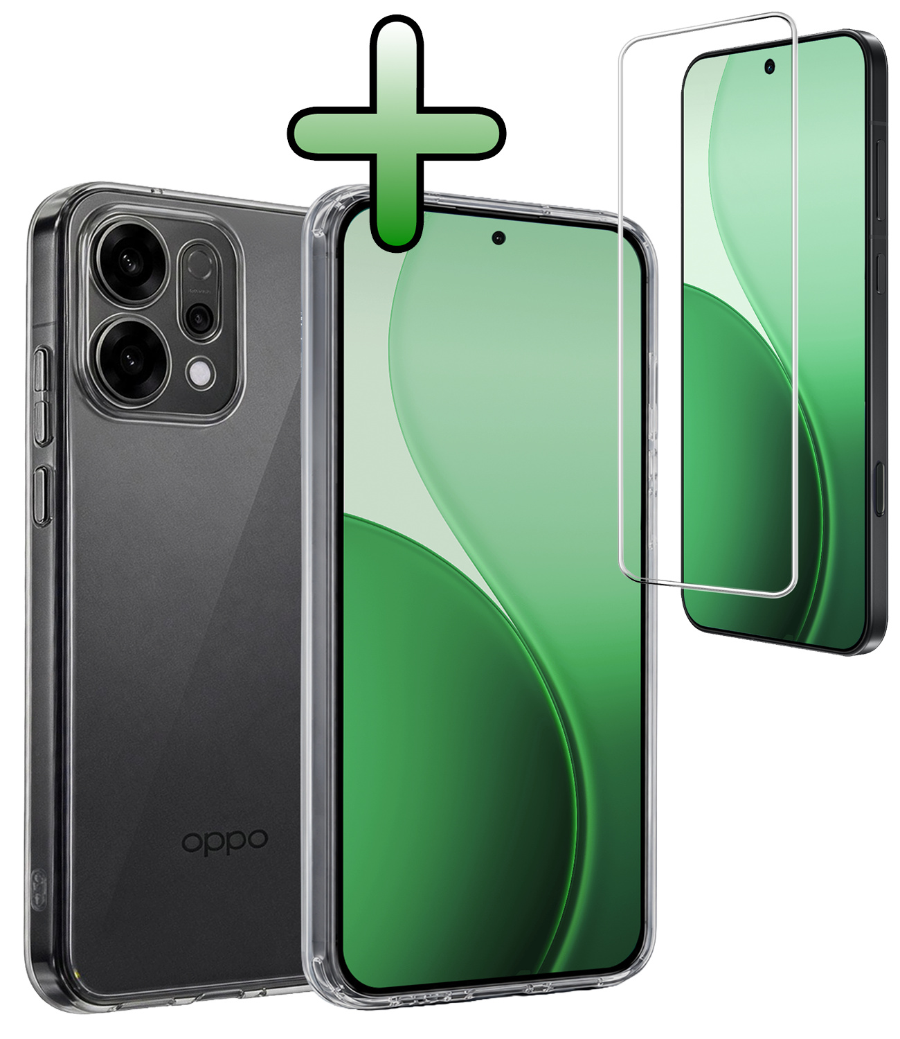 BASEY. BASEY. OPPO Reno14 Hoesje Siliconen Met Screenprotector - Transparant
