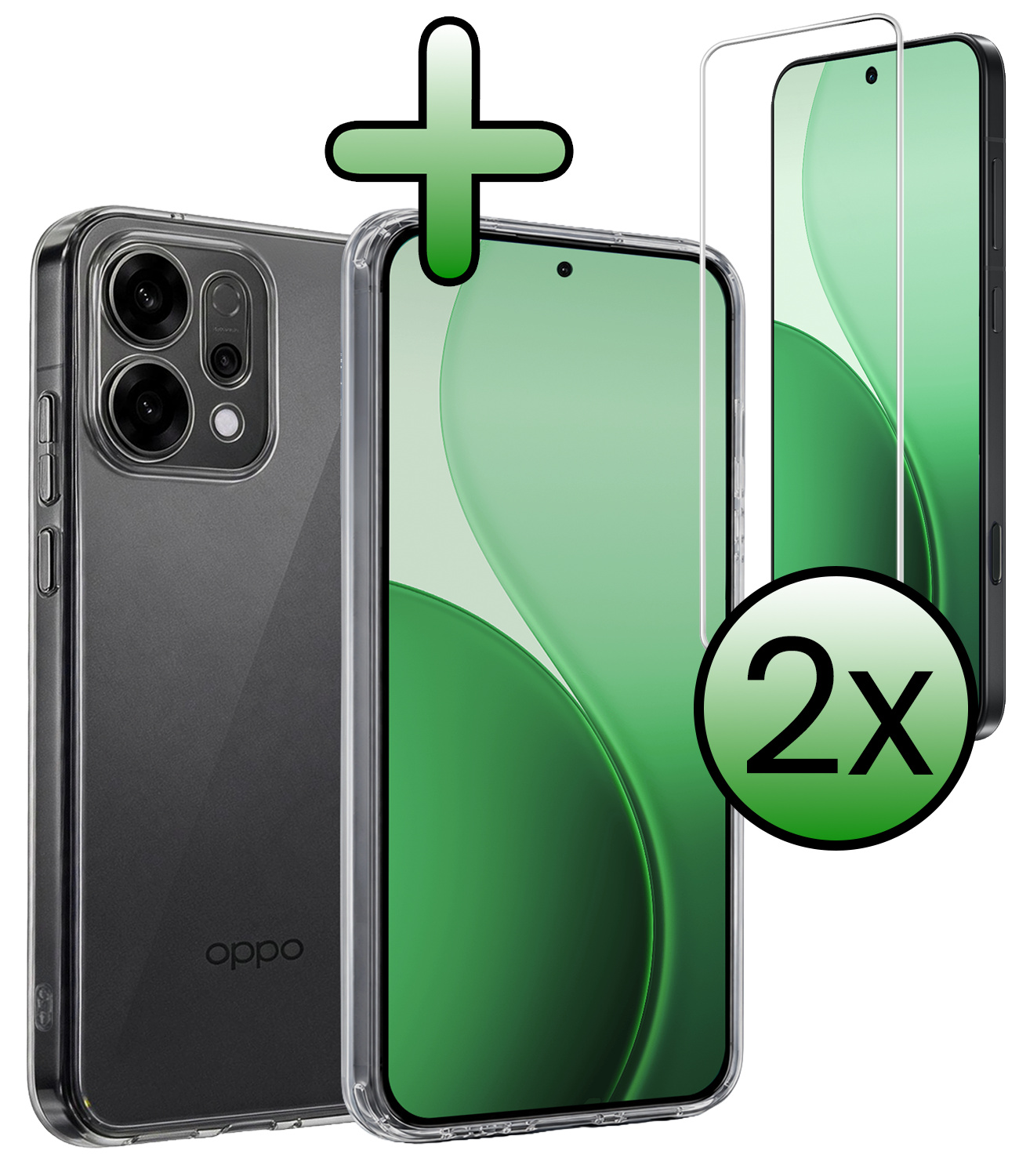 BASEY. BASEY. OPPO Reno14 Hoesje Siliconen Met 2x Screenprotector - Transparant