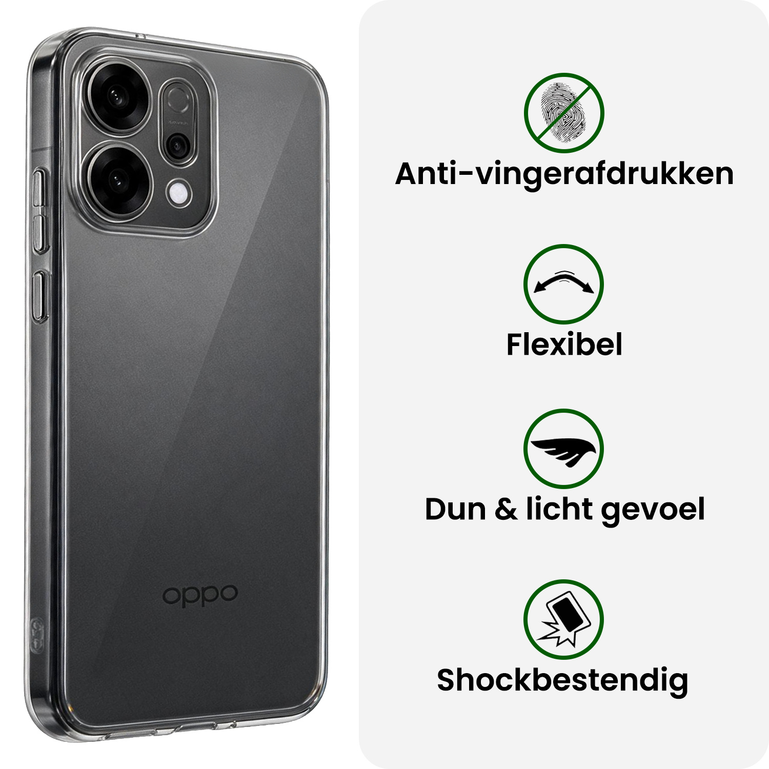 BASEY. BASEY. OPPO Reno14 Hoesje Siliconen Met 2x Screenprotector - Transparant