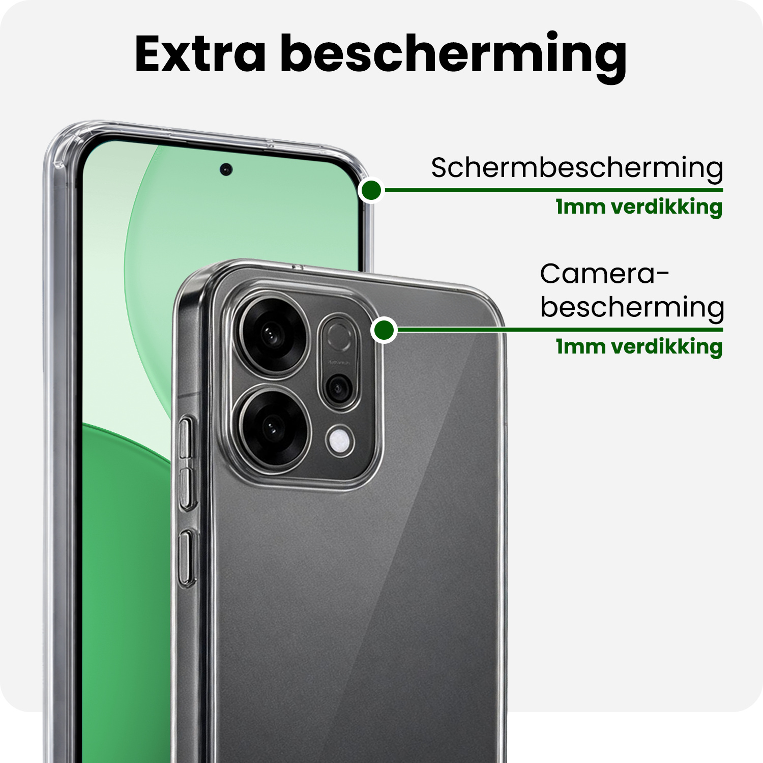 BASEY. BASEY. OPPO Reno14 Hoesje Siliconen Met 2x Screenprotector - Transparant