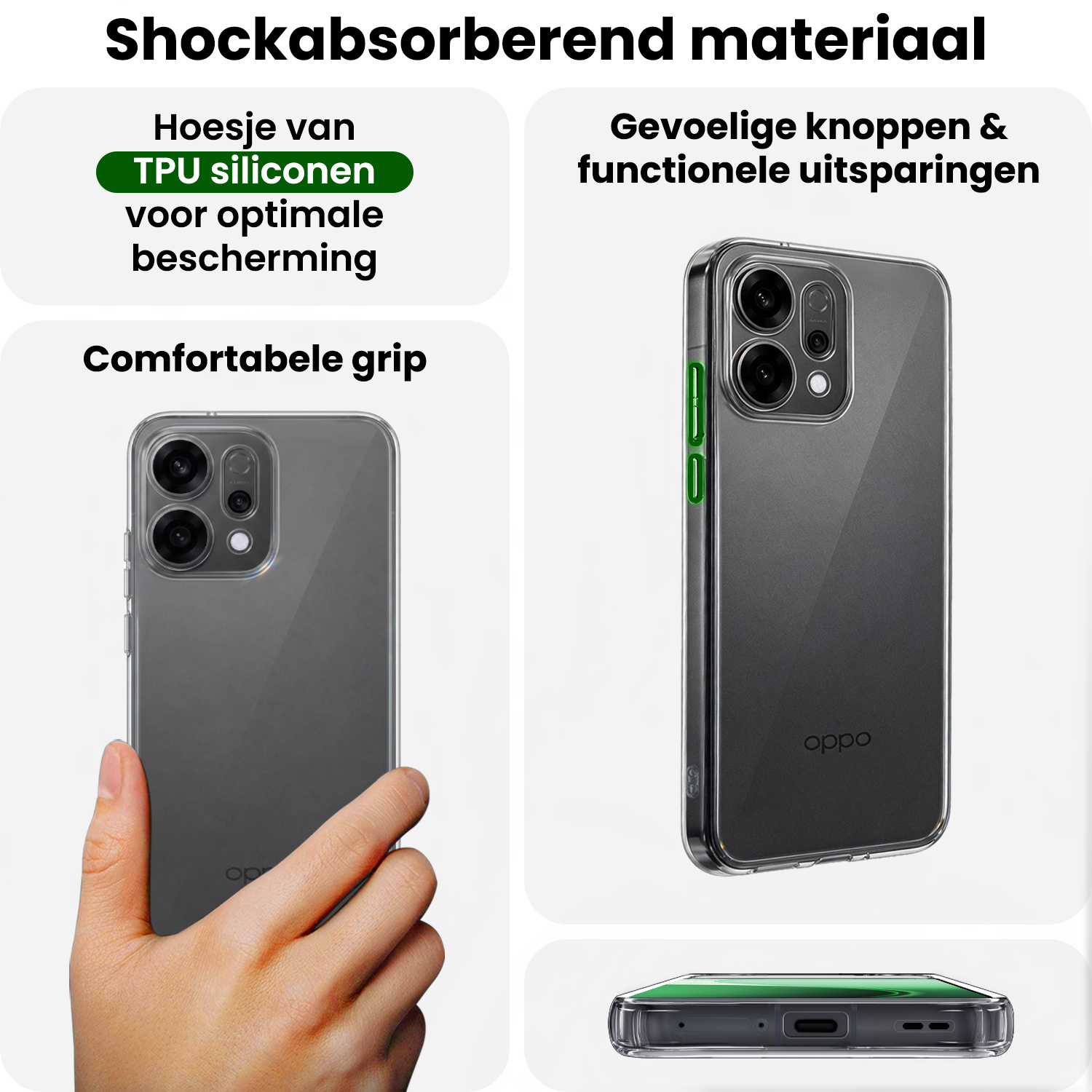 BASEY. BASEY. OPPO Reno14 Hoesje Siliconen Met 2x Screenprotector - Transparant