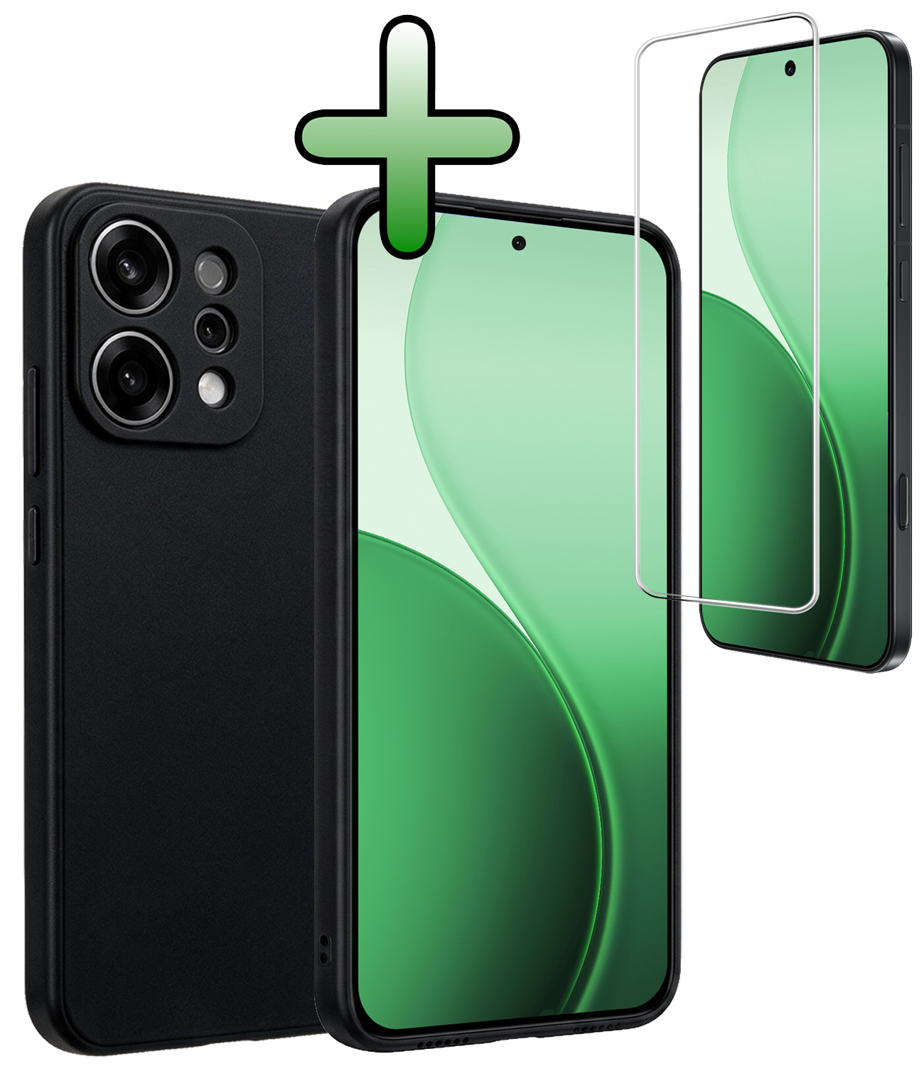 BASEY. BASEY. OPPO Reno14 Hoesje Siliconen Met Screenprotector - Zwart