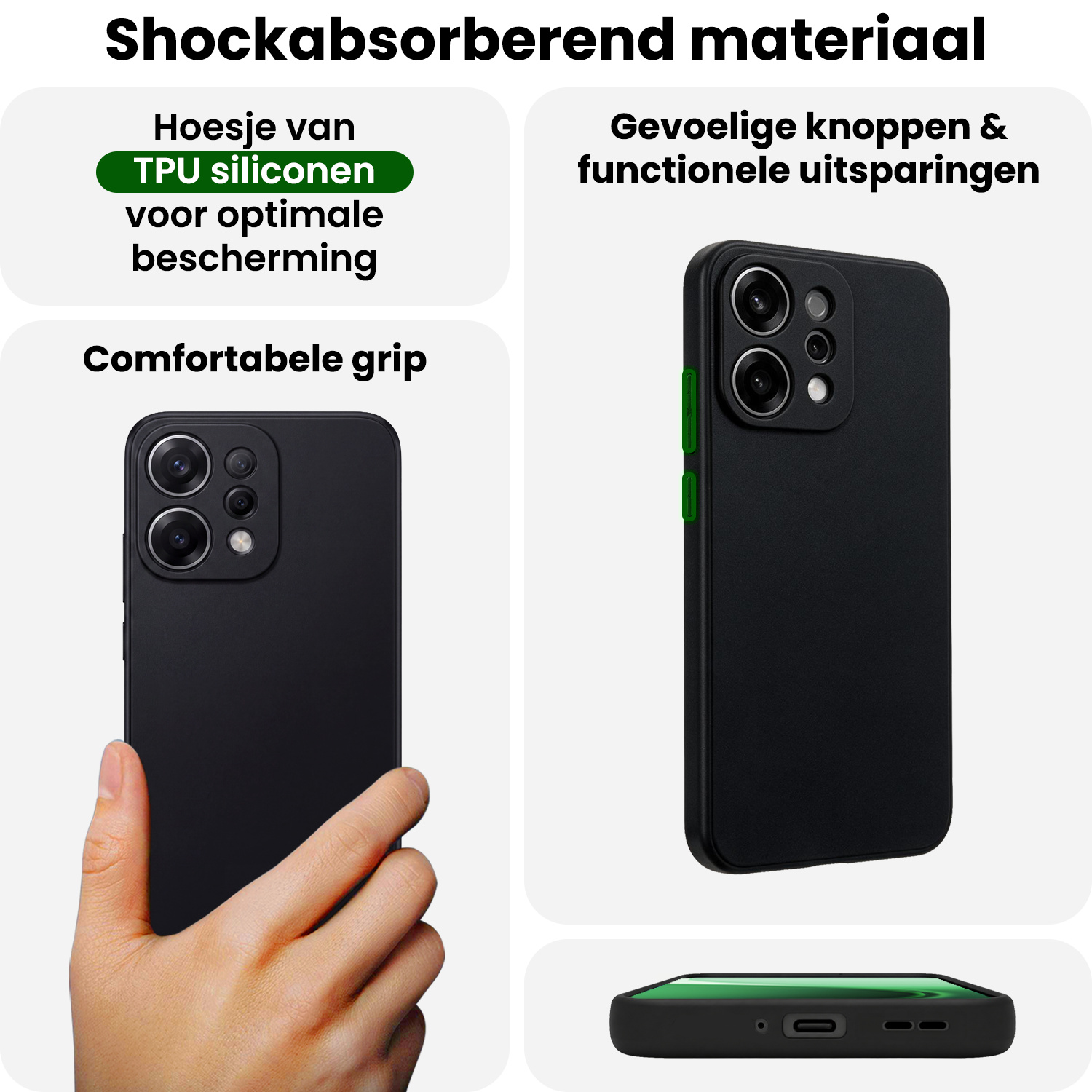 BASEY. BASEY. OPPO Reno14 Hoesje Siliconen Met Screenprotector - Zwart