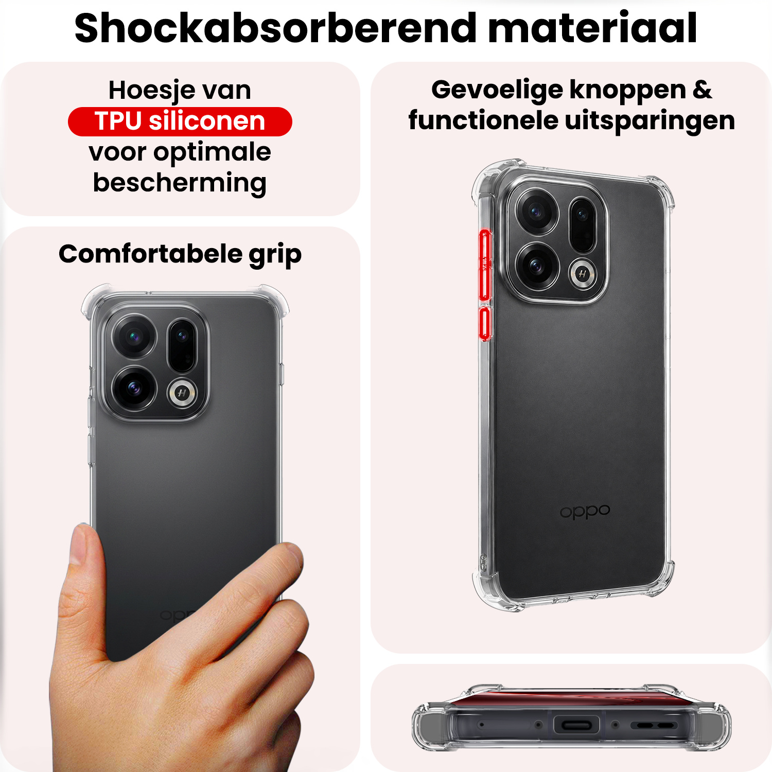 NoXx NoXx OPPO Find X9 Hoesje Shockproof - Transparant - 2 PACK