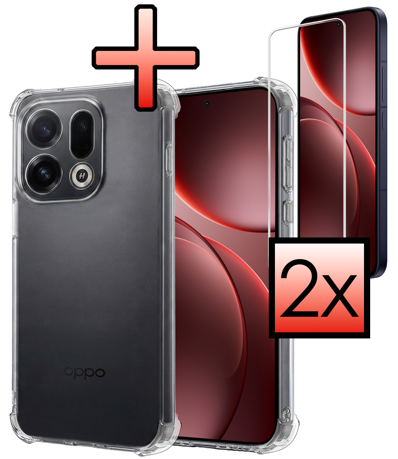 NoXx NoXx OPPO Find X9 Hoesje Shockproof Met 2x Screenprotector