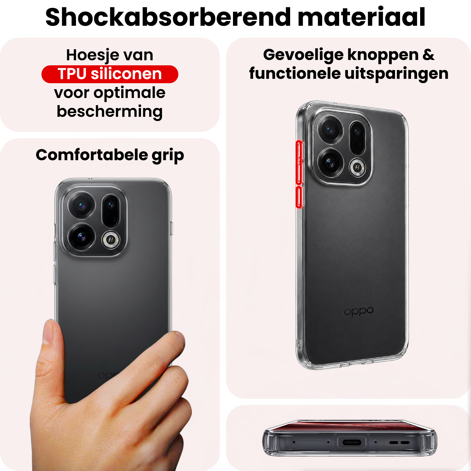 NoXx NoXx OPPO Find X9 Hoesje Siliconen Met Screenprotector - Transparant