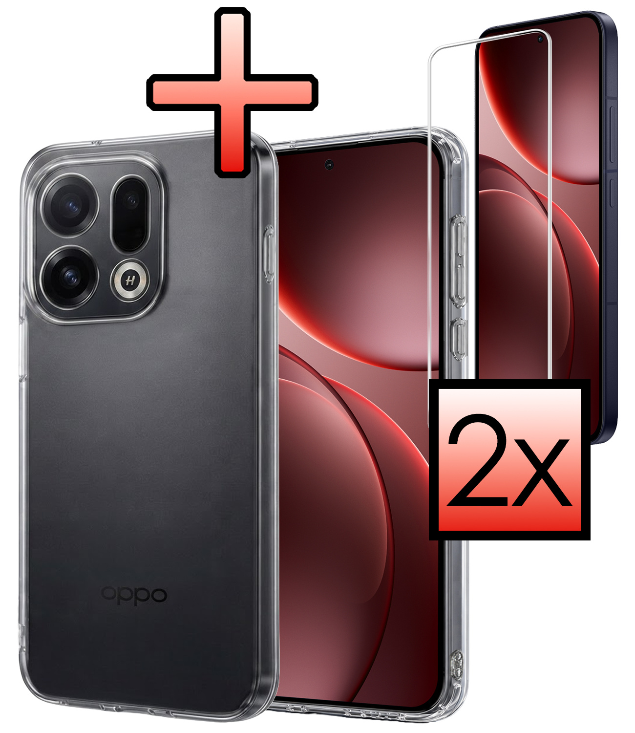 NoXx NoXx OPPO Find X9 Hoesje Siliconen Met 2x Screenprotector - Transparant