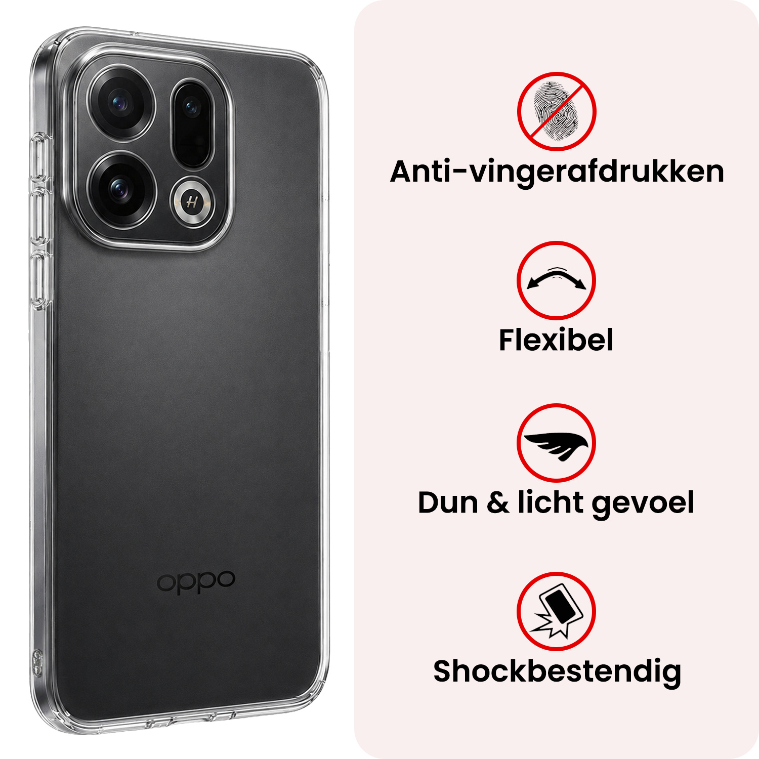 NoXx NoXx OPPO Find X9 Hoesje Siliconen Met 2x Screenprotector - Transparant