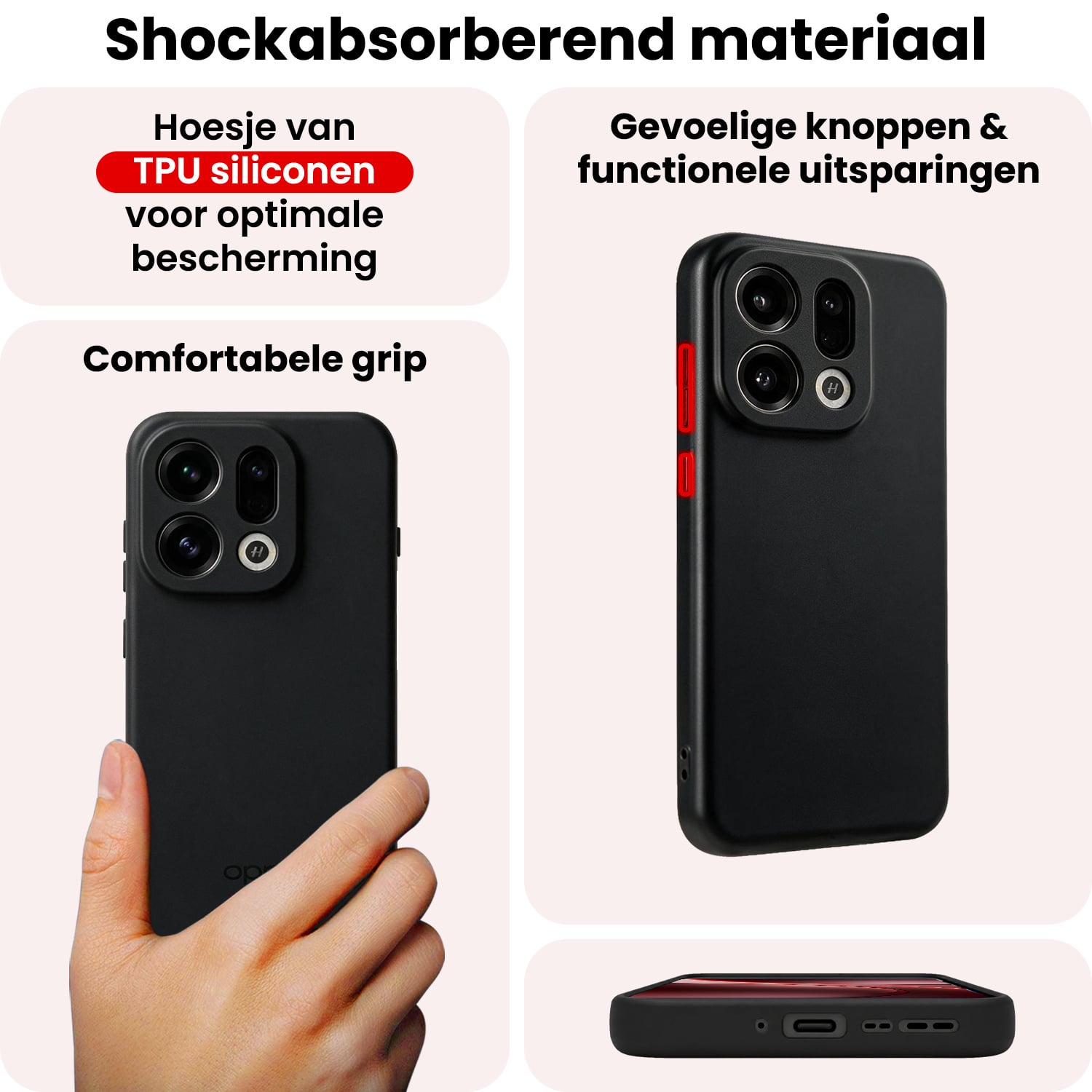 NoXx NoXx OPPO Find X9 Hoesje Siliconen Met 2x Screenprotector - Zwart