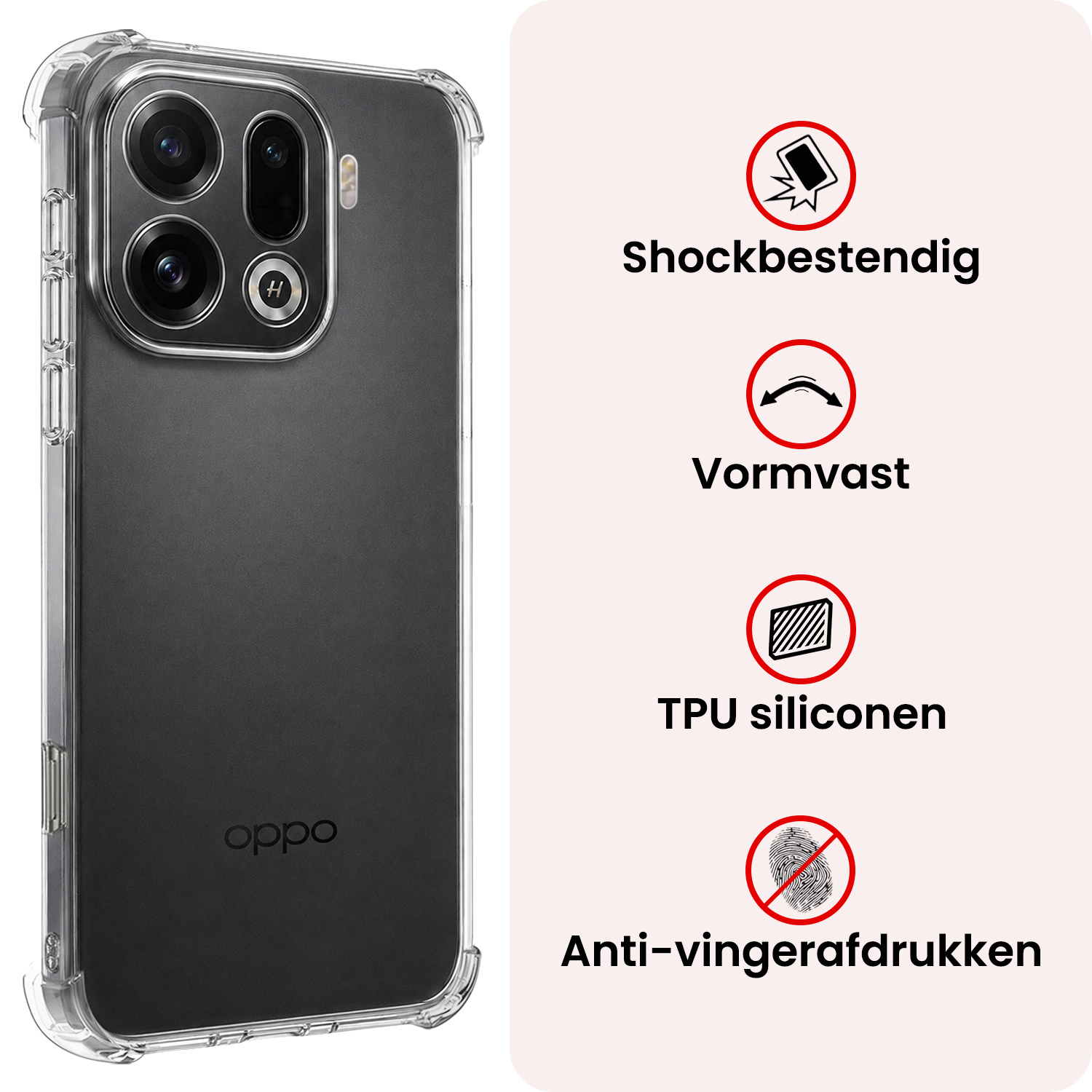 NoXx NoXx OPPO Find X9 Pro Hoesje Shockproof - Transparant