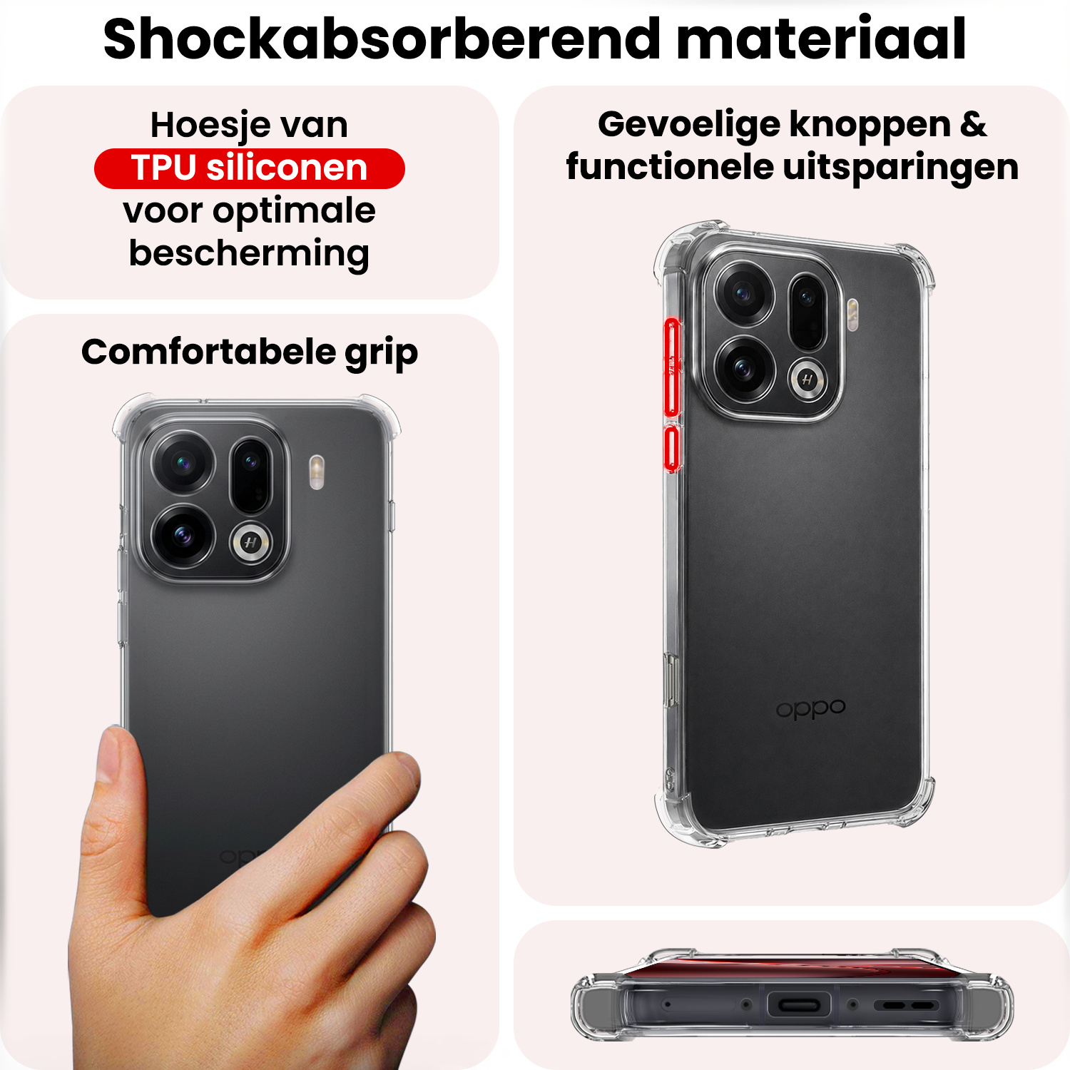 NoXx NoXx OPPO Find X9 Pro Hoesje Shockproof - Transparant