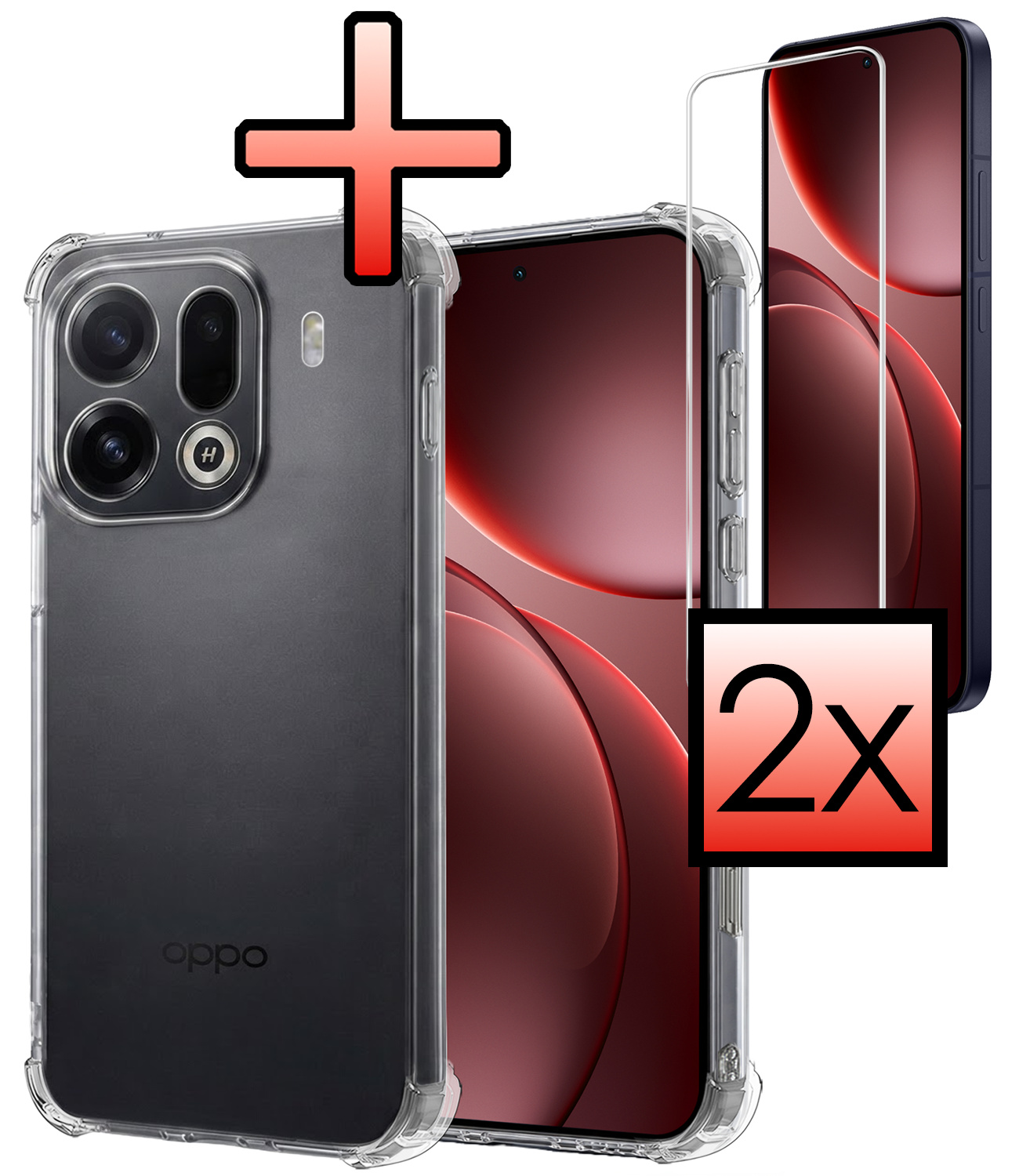 NoXx NoXx OPPO Find X9 Pro Hoesje Shockproof Met 2x Screenprotector