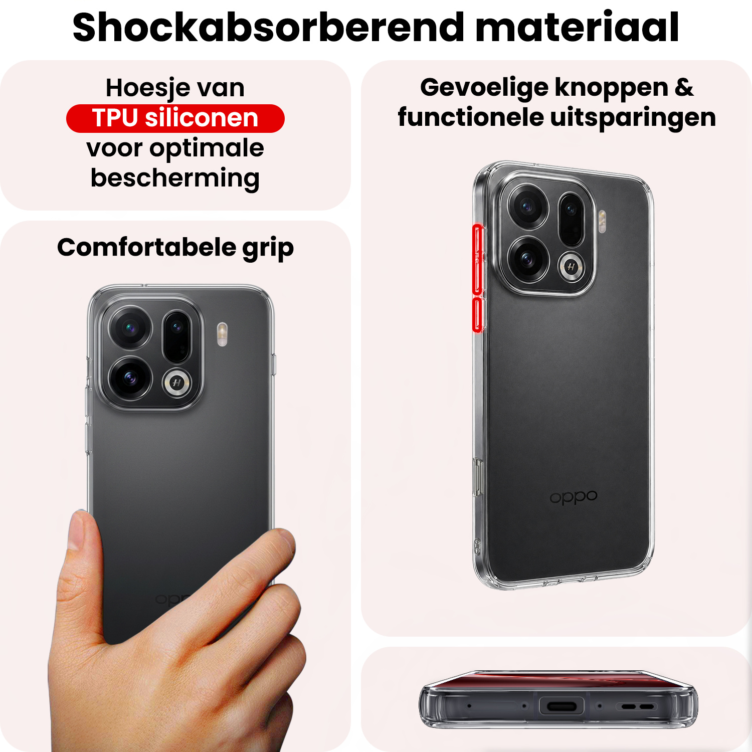NoXx NoXx OPPO Find X9 Pro Hoesje Siliconen - Transparant - 2 PACK