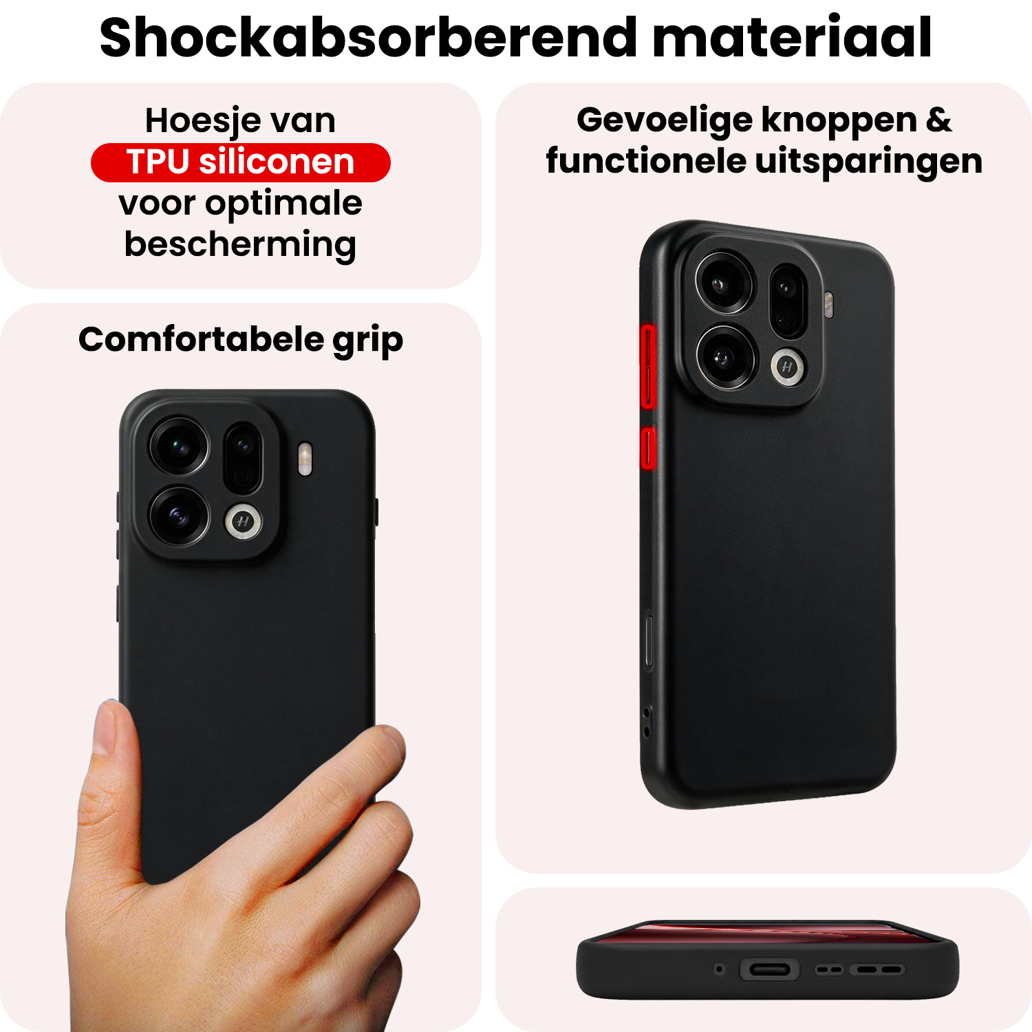 NoXx NoXx OPPO Find X9 Pro Hoesje Siliconen - Zwart - 2 PACK