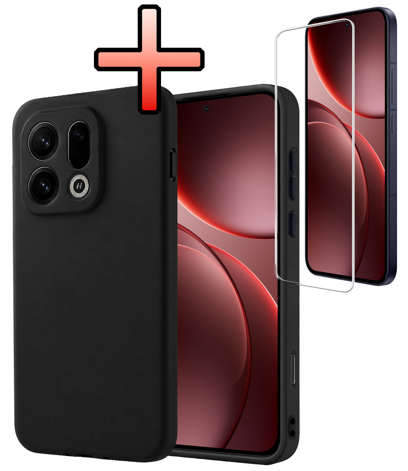 NoXx NoXx OPPO Find X9 Pro Hoesje Siliconen Met Screenprotector - Zwart