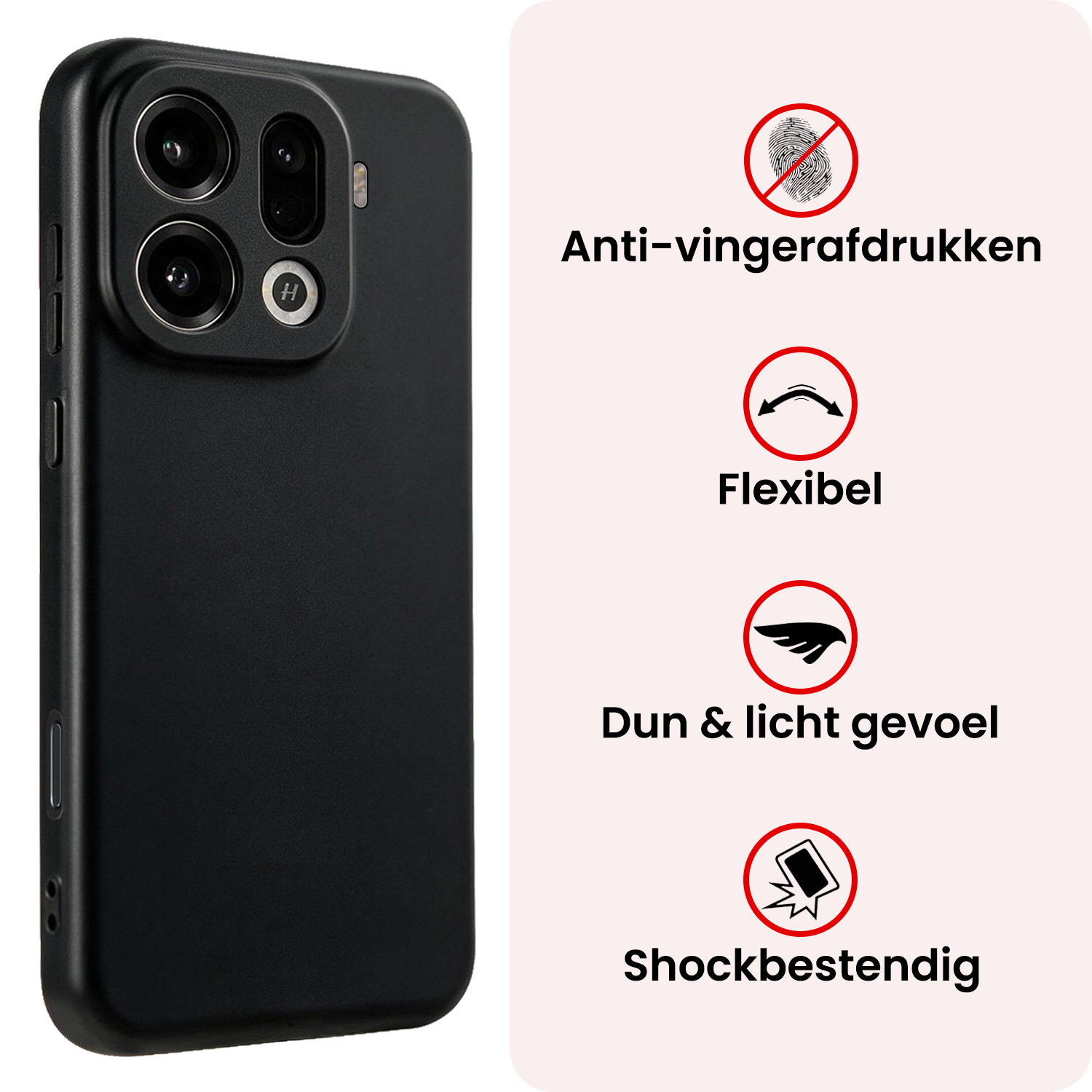 NoXx NoXx OPPO Find X9 Pro Hoesje Siliconen Met Screenprotector - Zwart