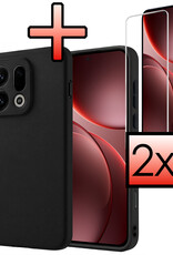 NoXx NoXx OPPO Find X9 Pro Hoesje Siliconen Met 2x Screenprotector - Zwart