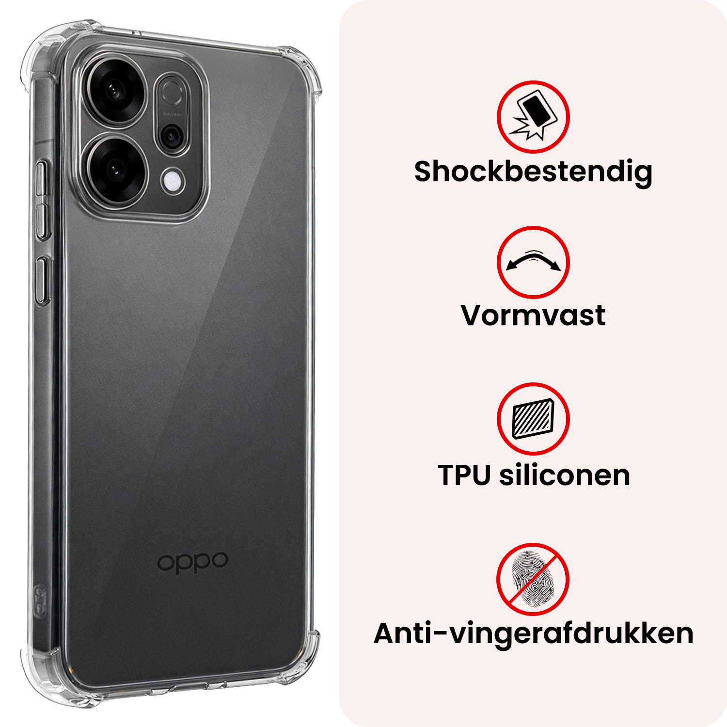 NoXx NoXx OPPO Reno14 Hoesje Shockproof - Transparant - 2 PACK