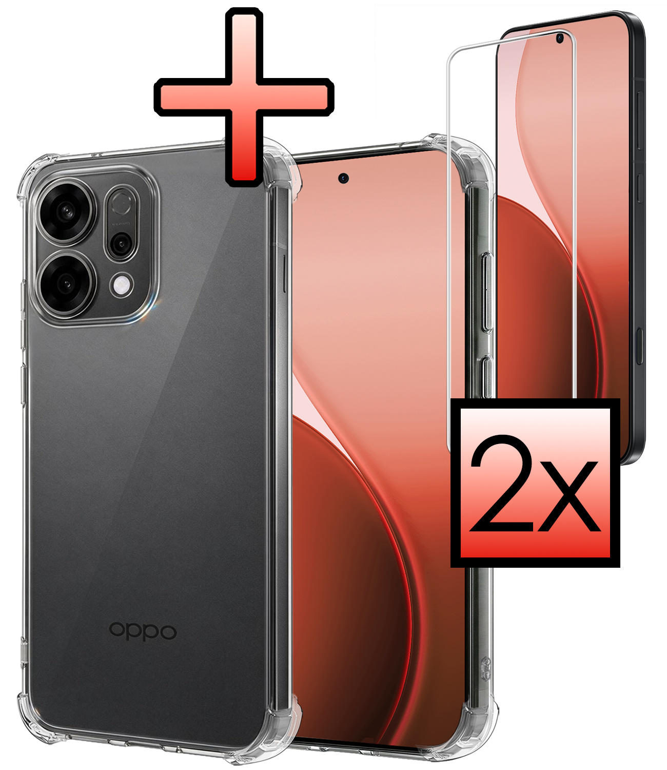 NoXx NoXx OPPO Reno14 Hoesje Shockproof Met 2x Screenprotector