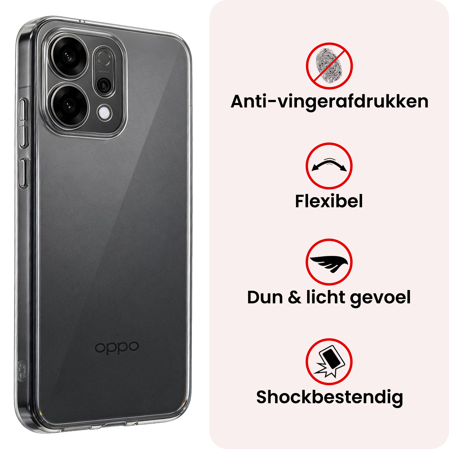 NoXx NoXx OPPO Reno14 Hoesje Siliconen Met 2x Screenprotector - Transparant
