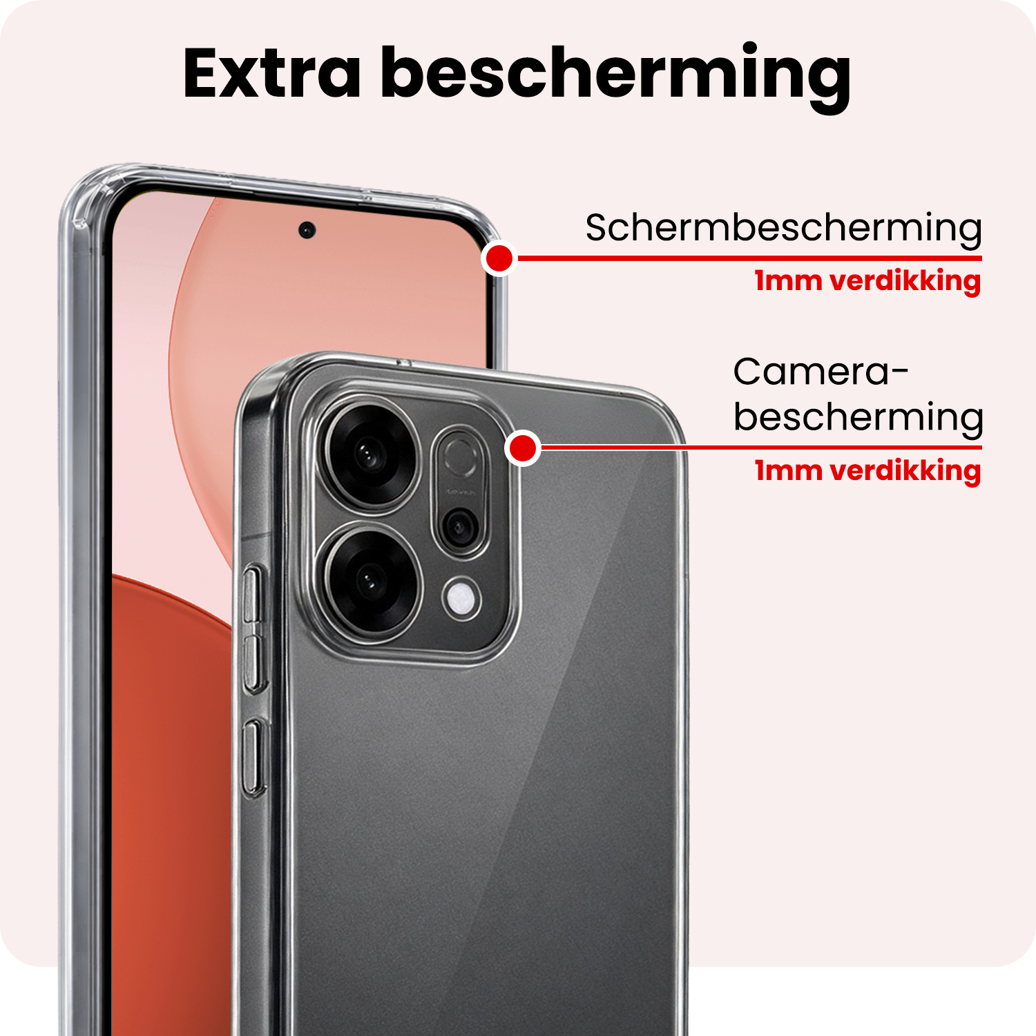 NoXx NoXx OPPO Reno14 Hoesje Siliconen Met 2x Screenprotector - Transparant