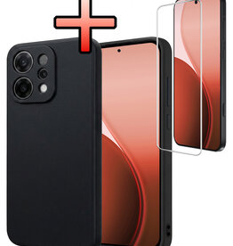 NoXx NoXx OPPO Reno14 Hoesje Siliconen Met Screenprotector - Zwart