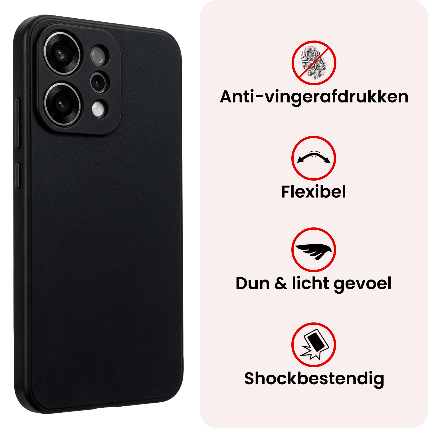 NoXx NoXx OPPO Reno14 Hoesje Siliconen Met Screenprotector - Zwart